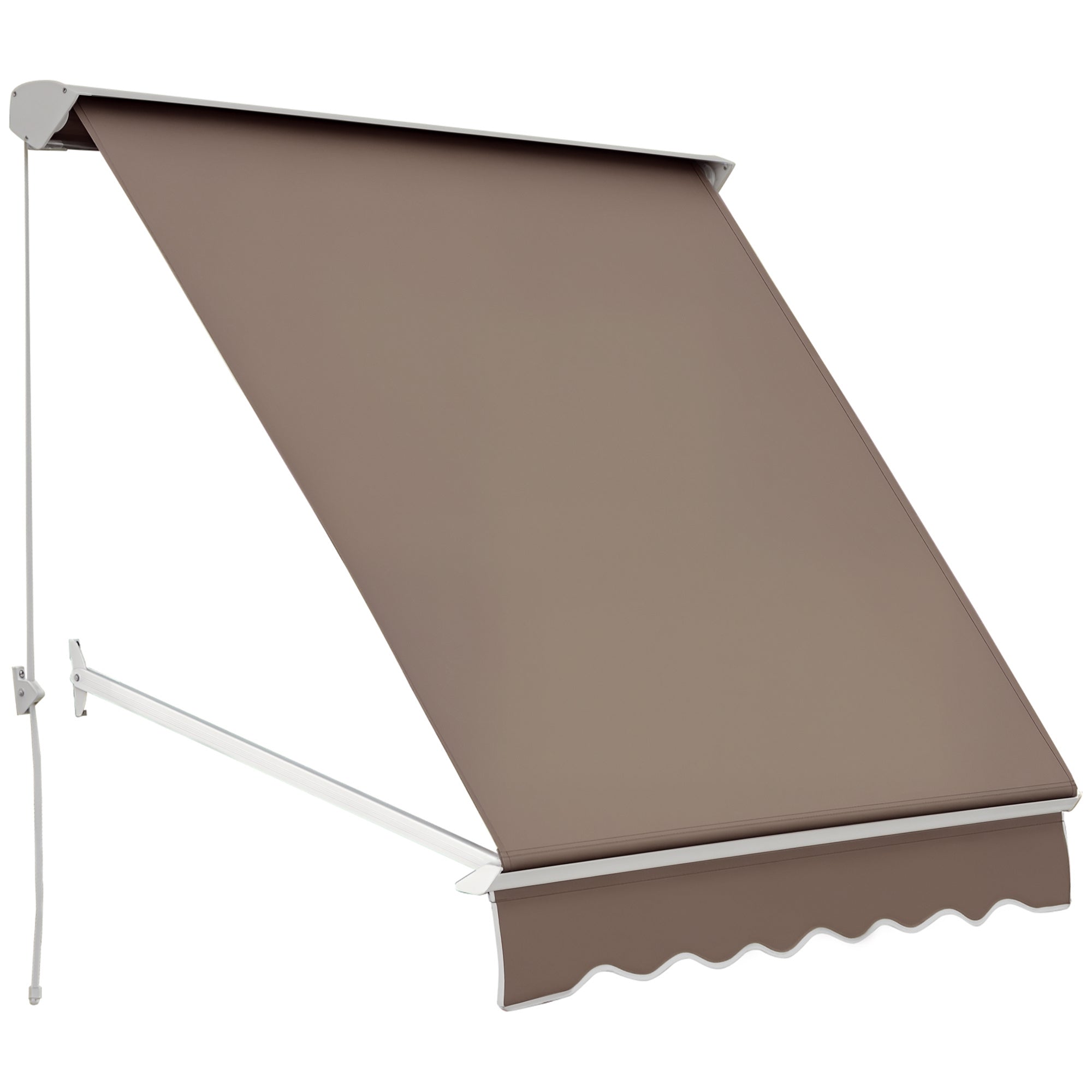 Manual Awning Adjustable Tilt Aluminum Waterproof Polyester 70L x 180W cm Light Taupe