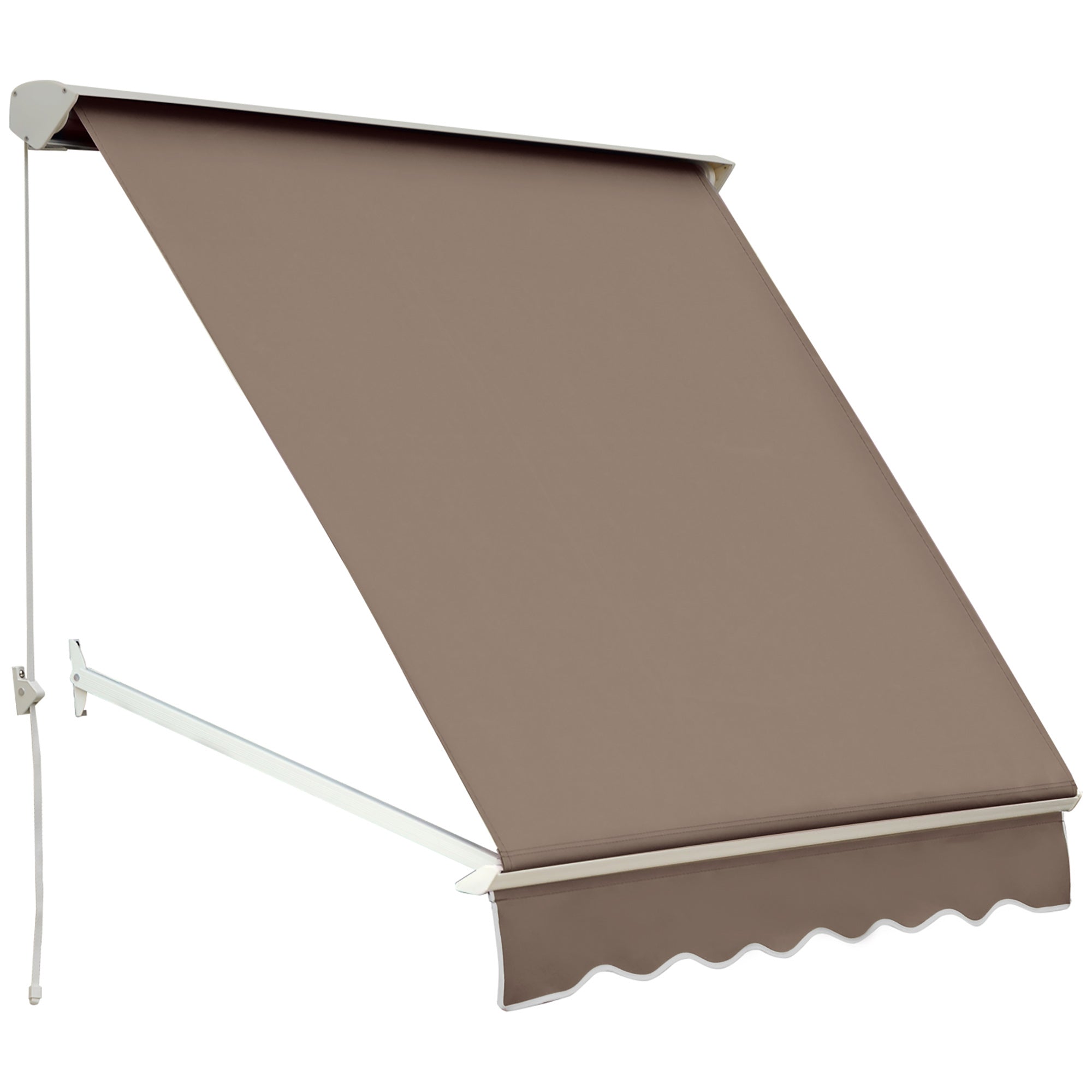 Manual Awning Adjustable Tilt Aluminum Waterproof Polyester 70L x 180W cm Light Taupe
