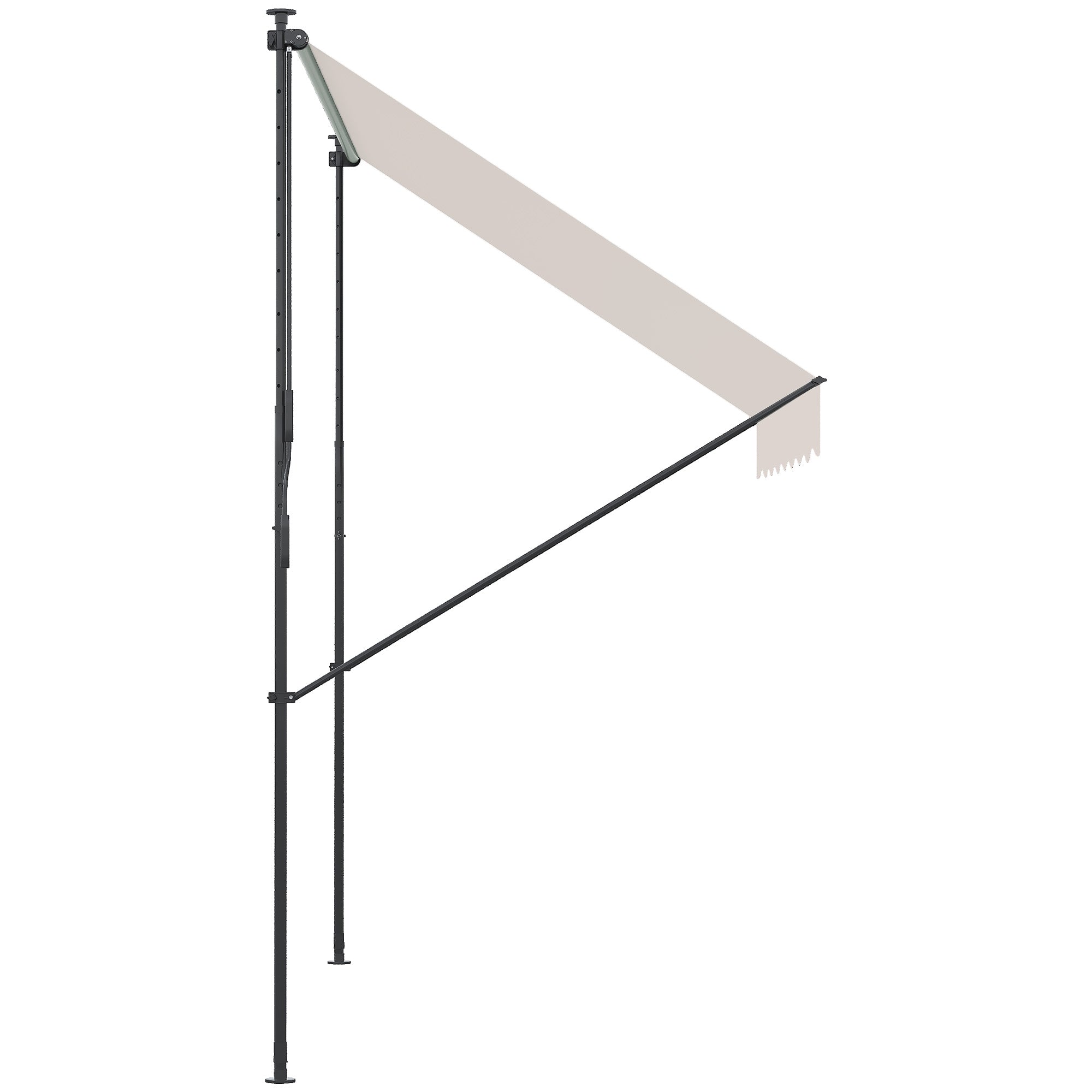 Retractable Manual Awning for Balcony with Adjustable Height Crank and Sun Protection for Terrace Garden Cream