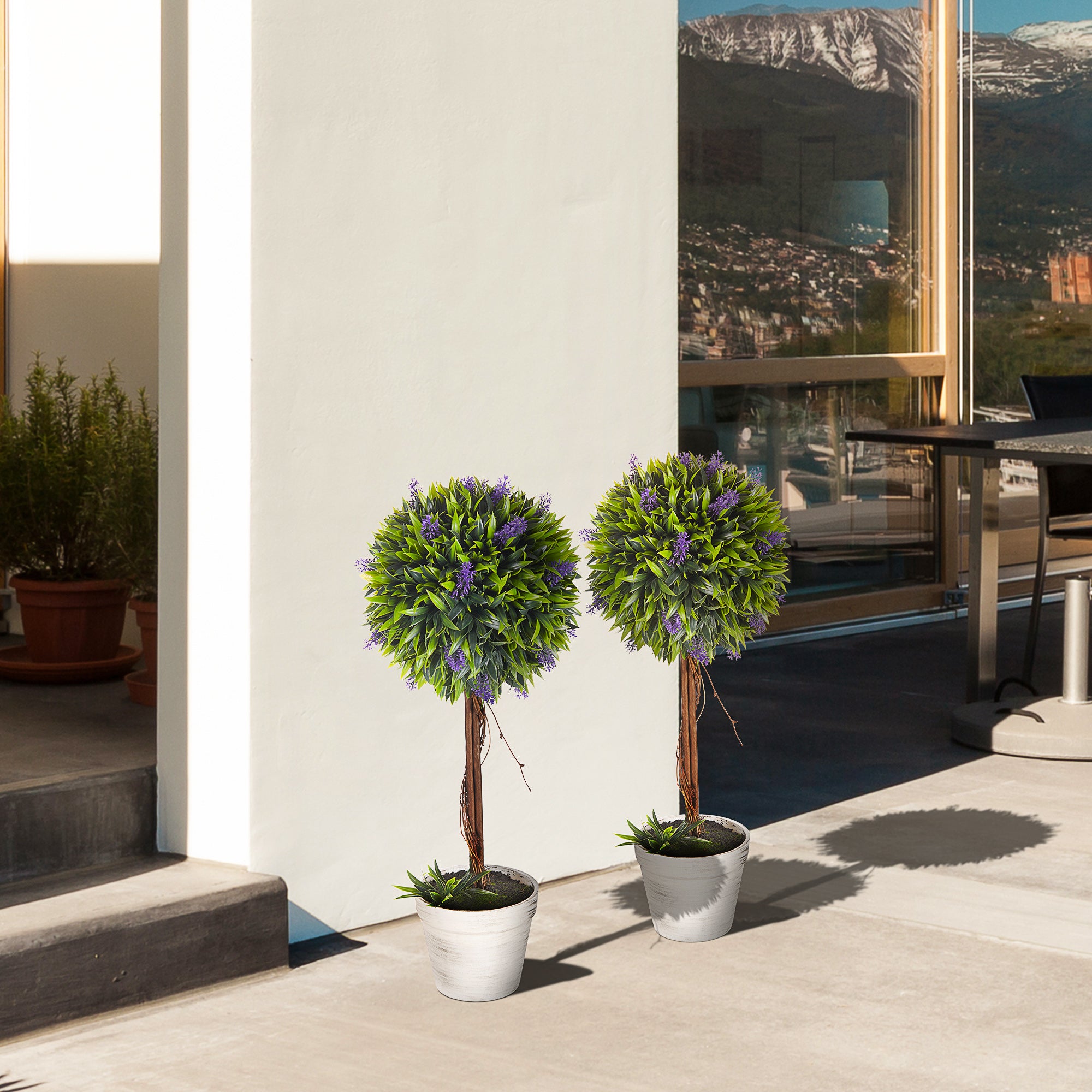 Artificial Lavender 2-Piece Set Large 60 cm Plant, Artificial Plants in Pot, Plastic Flower Realistic for Living Room Bedroom Office Garden Modern Decor