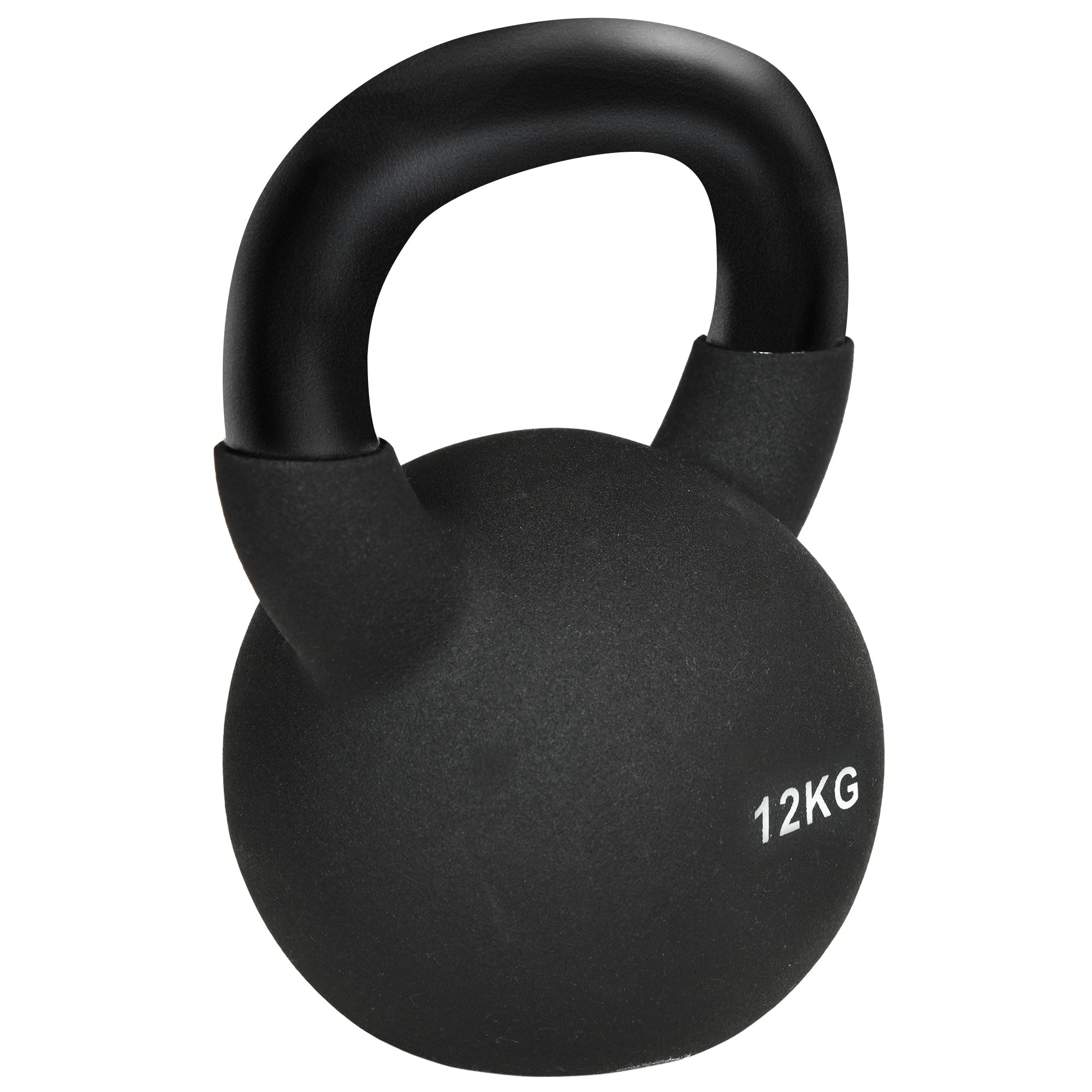 12 KG Cast Iron Kettlebell with Neoprene Coating Floor-Friendly Weight Ball for Weightlifting, Conditioning, Strength and Core Training Black
