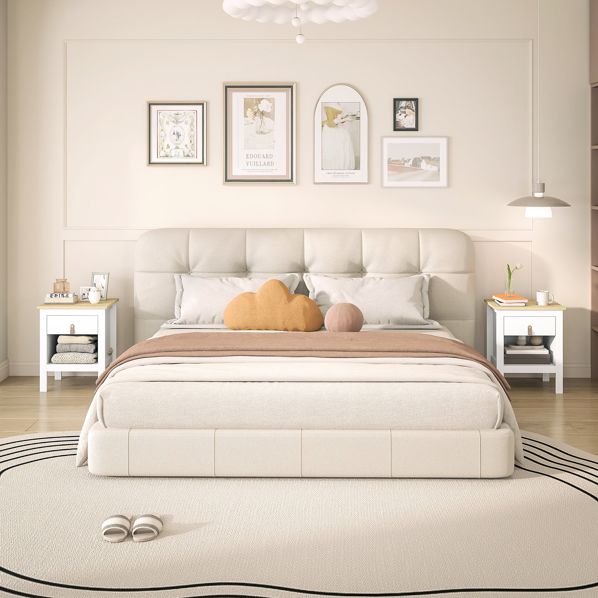 Modern Bedside Table Nightstand with Drawer Open Compartment Side Table for Living Room Bedroom 45x40x55 cm White