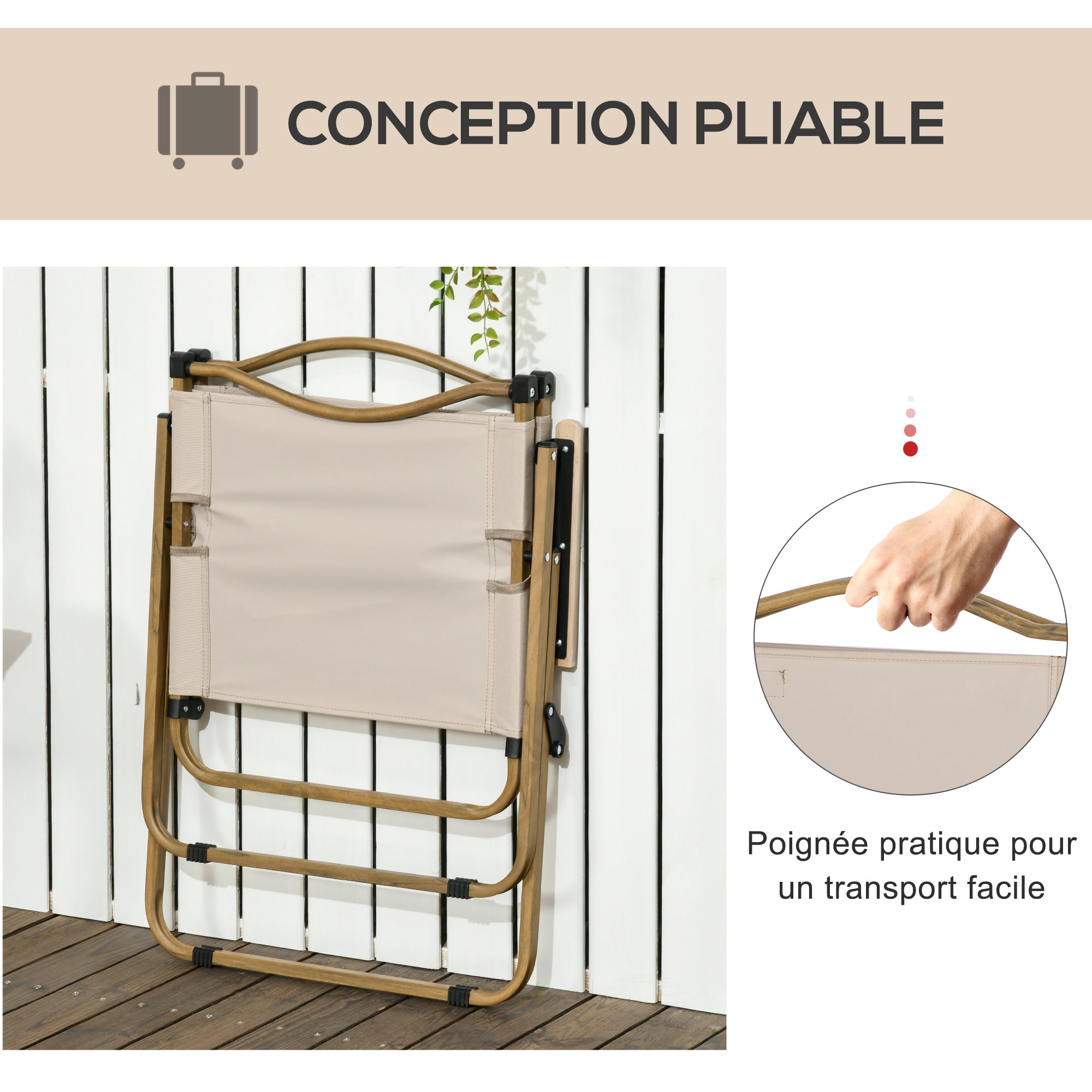 Camping Chair Fishing Chair Folding with Armrests - Oxford Fabric and Steel Frame - 54 x 59 x 78 cm - Khaki