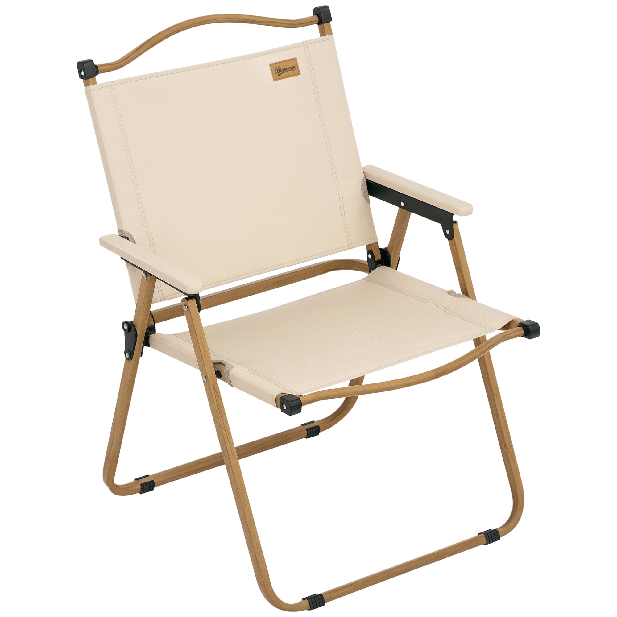 Camping Chair Fishing Chair Folding with Armrests - Oxford Fabric and Steel Frame - 54 x 59 x 78 cm - Khaki