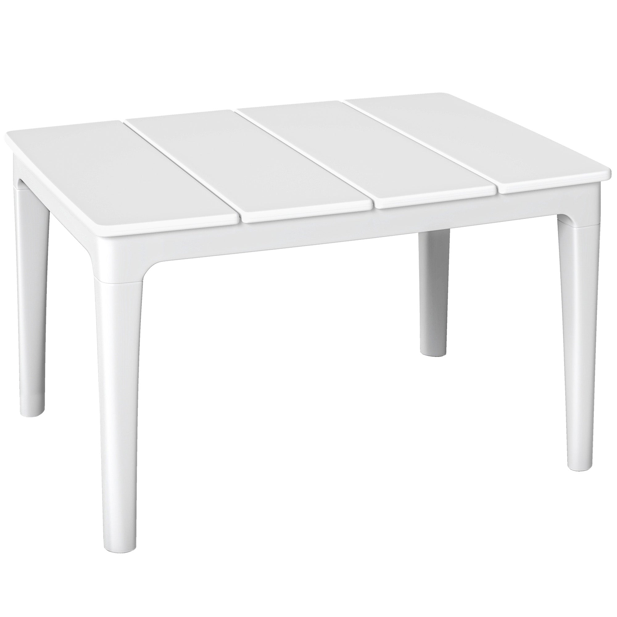 Outdoor Coffee Table with Cylindrical Legs, Rectangular PP Plastic Garden Side Table, Modern Style — for Garden, Balcony, Terrace — 53 x 70 x 39 cm (20.9 x 27.6 x 15.4 in), Cream