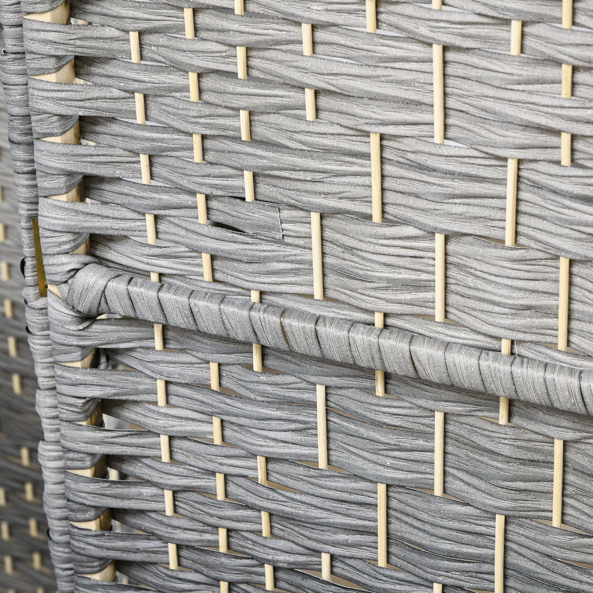 4-Panel Foldable Screen 180x180 cm Room Divider Privacy Screen Polypropylene for Office Bedroom Gray Mix