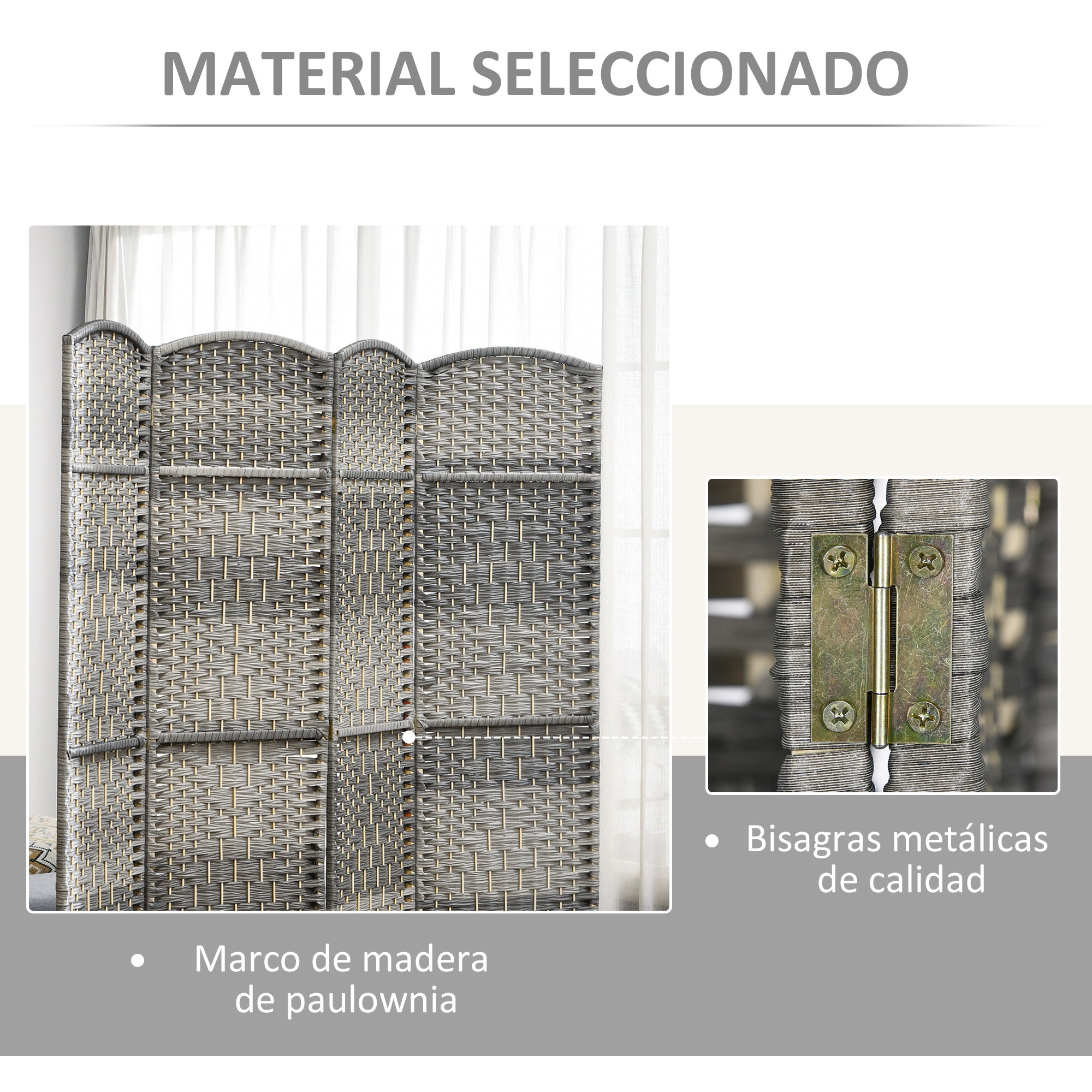 4-Panel Foldable Screen 180x180 cm Room Divider Privacy Screen Polypropylene for Office Bedroom Gray Mix