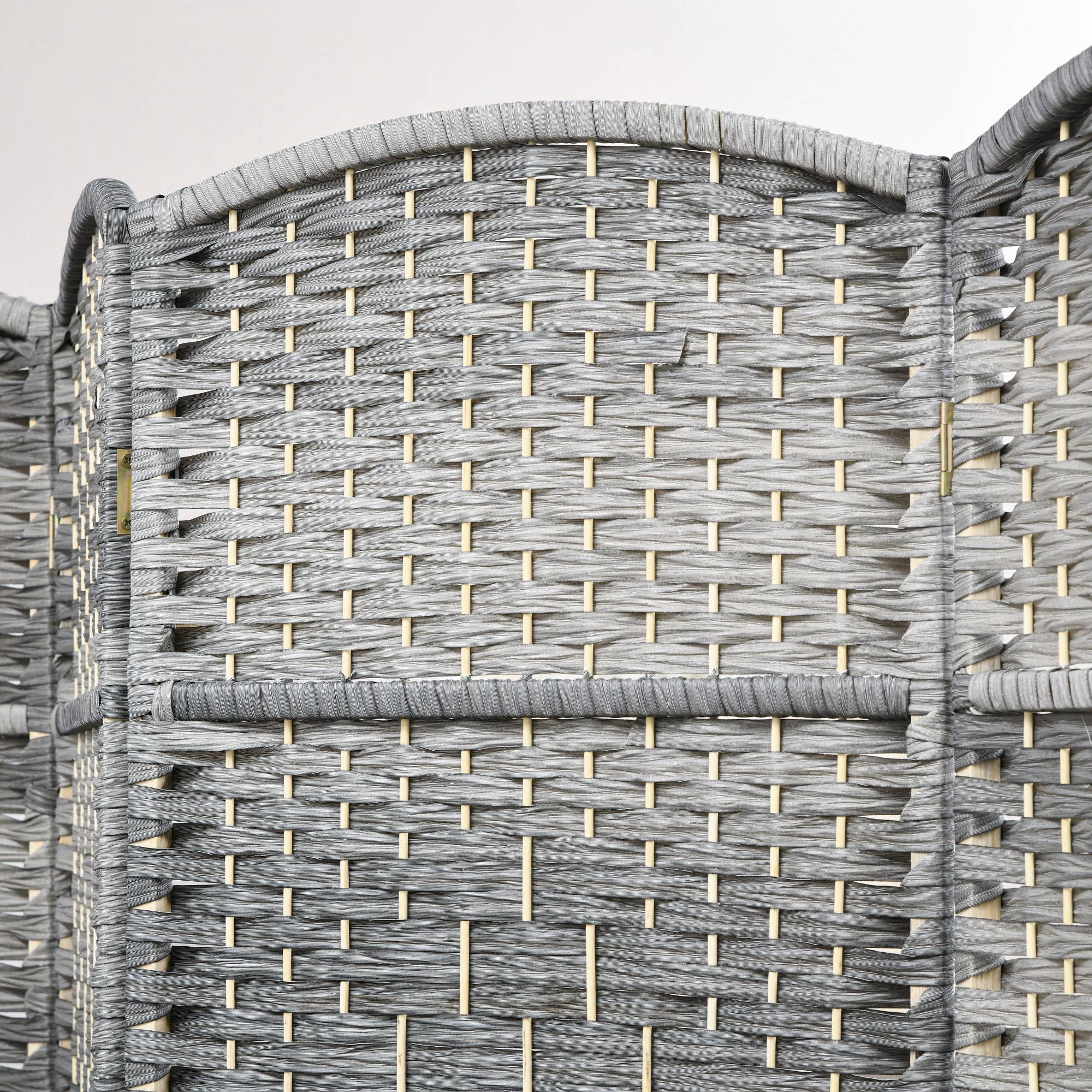 4-Panel Foldable Screen 180x180 cm Room Divider Privacy Screen Polypropylene for Office Bedroom Gray Mix