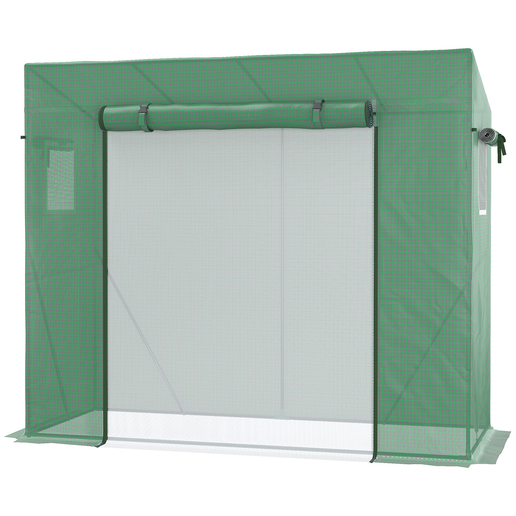 PE Garden Greenhouse, Balcony Greenhouse, 140 gsm Reinforced Tarpaulin, Steel Frame, Roll-Up Zippered Door, for Vegetables Plants Flowers, Indoor and Outdoor, 200 x 77 x 169 cm, Green