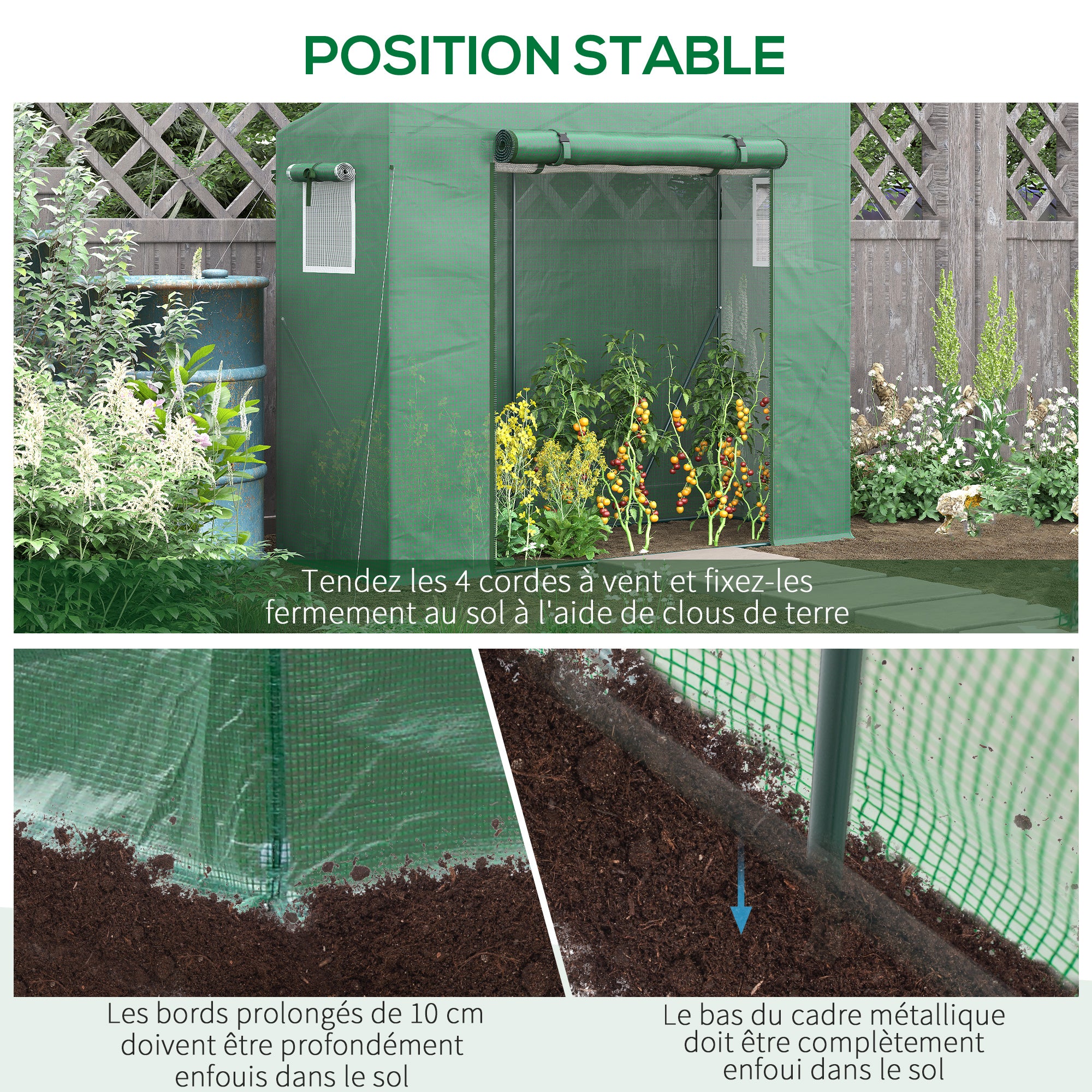 PE Garden Greenhouse, Balcony Greenhouse, 140 gsm Reinforced Tarpaulin, Steel Frame, Roll-Up Zippered Door, for Vegetables Plants Flowers, Indoor and Outdoor, 200 x 77 x 169 cm, Green