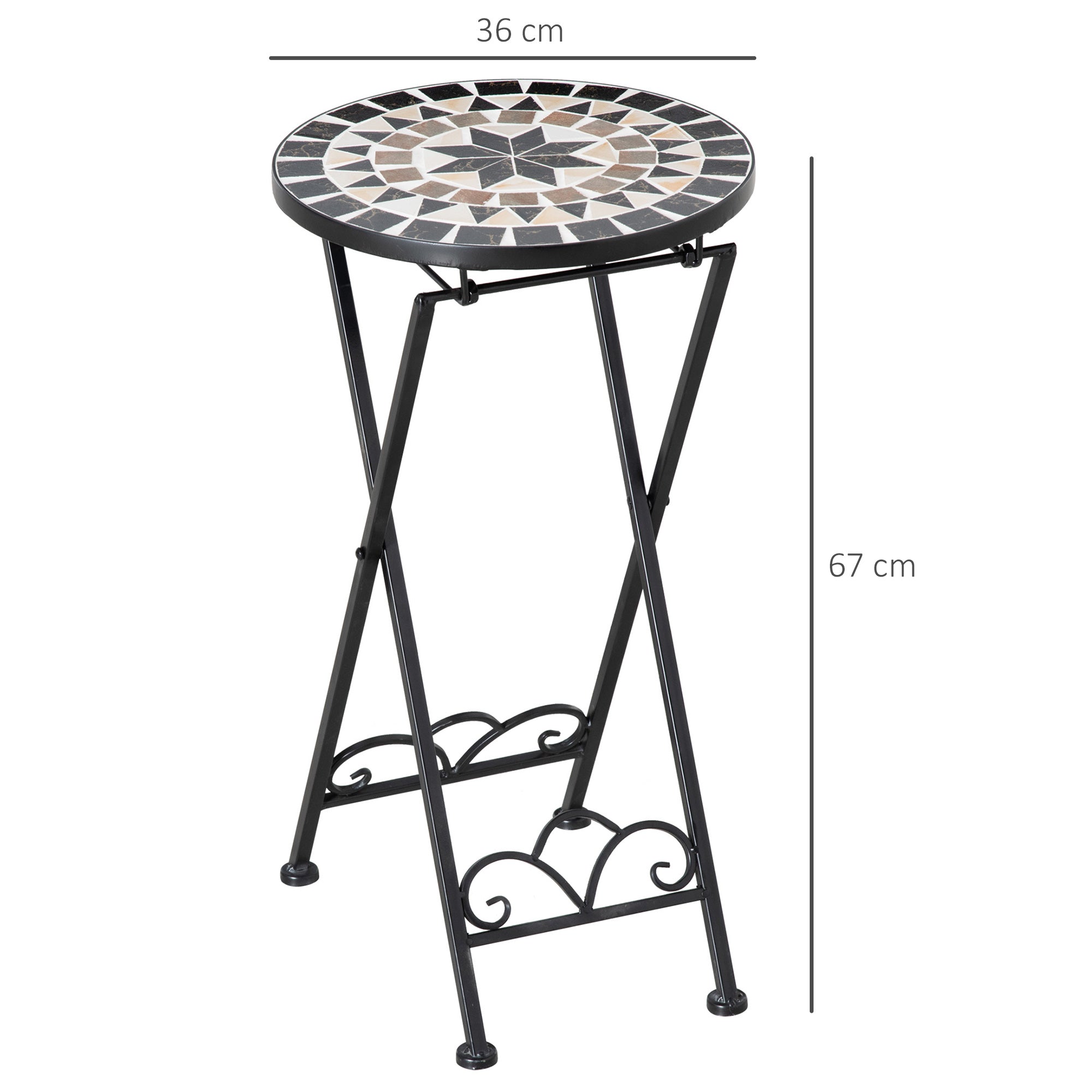 Plant Stand Ø36 x 67 cm Flower Stand Plant Holder foldable round for balcony stone mosaic garden indoor outdoor multicolored