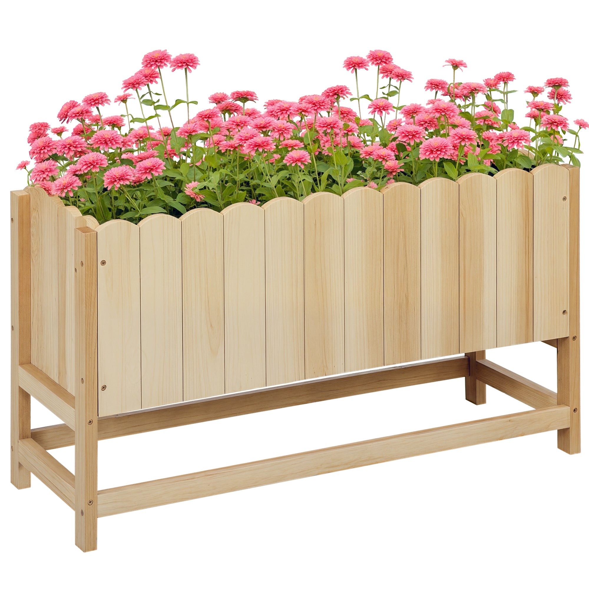 Outdoor Vertical Space-Saving Fir Wood Planter with Drainage Hole and Inner Lining, 86x30x50 cm, Wood Color
