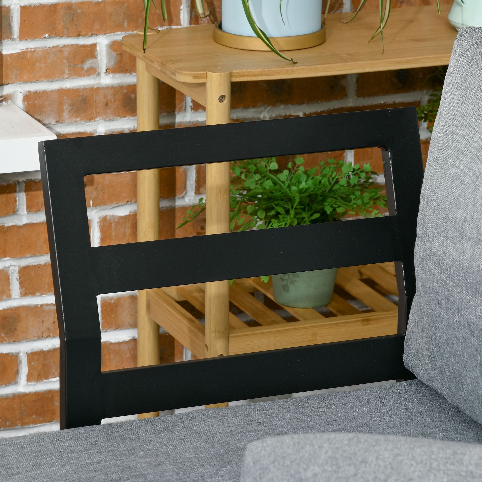 3 Piece Garden Furniture Set, Balcony Furniture with Seat Cushions, Garden Lounge Set with Corner Sofa, Double Sofa, Coffee Table, for Patio, Balcony, Aluminum, Dark Gray+Nature