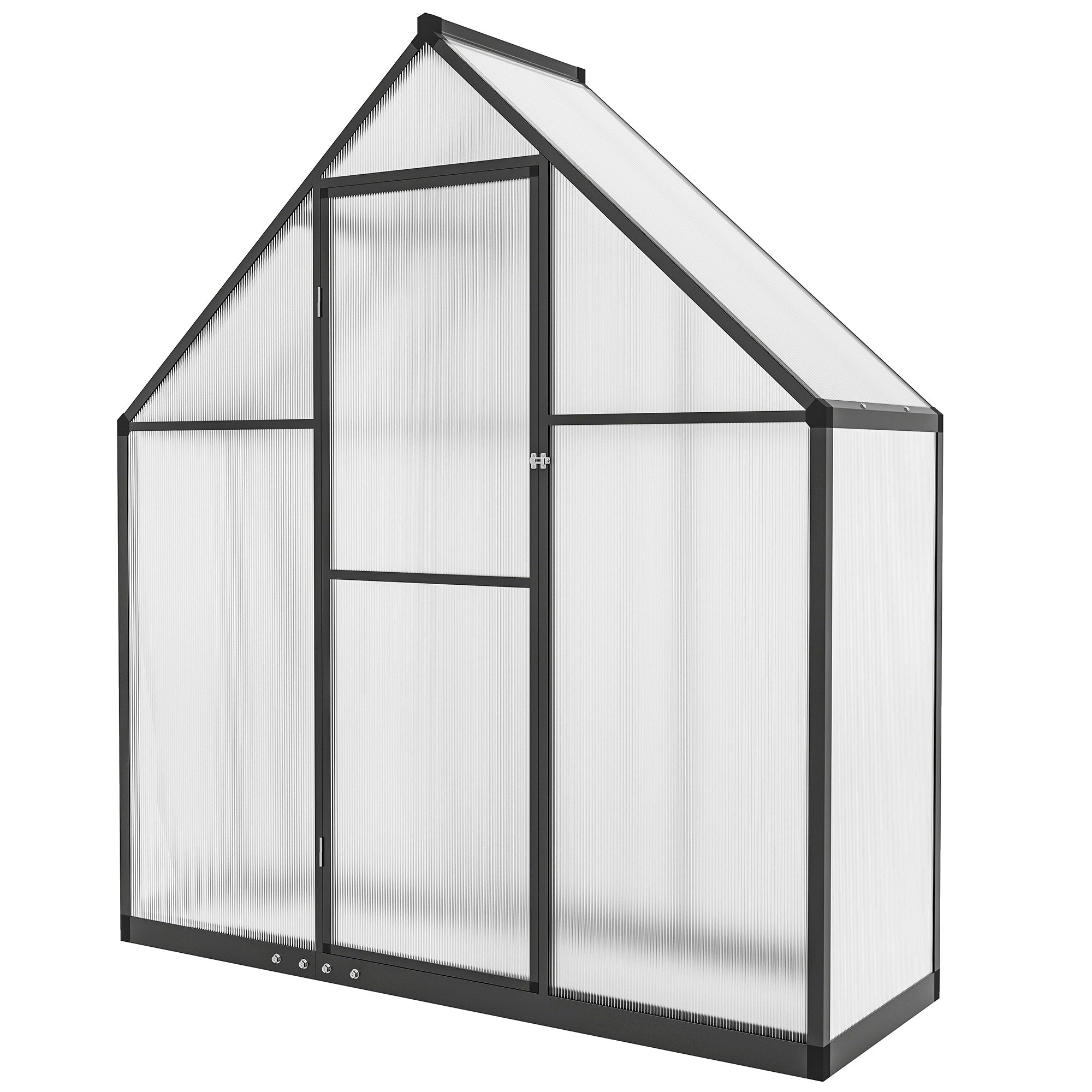 170×58×195 cm (67×23×77 in) Aluminum & Polycarbonate Garden Greenhouse — Adjustable Vent, Hinged Door, Weather-Resistant, Clear