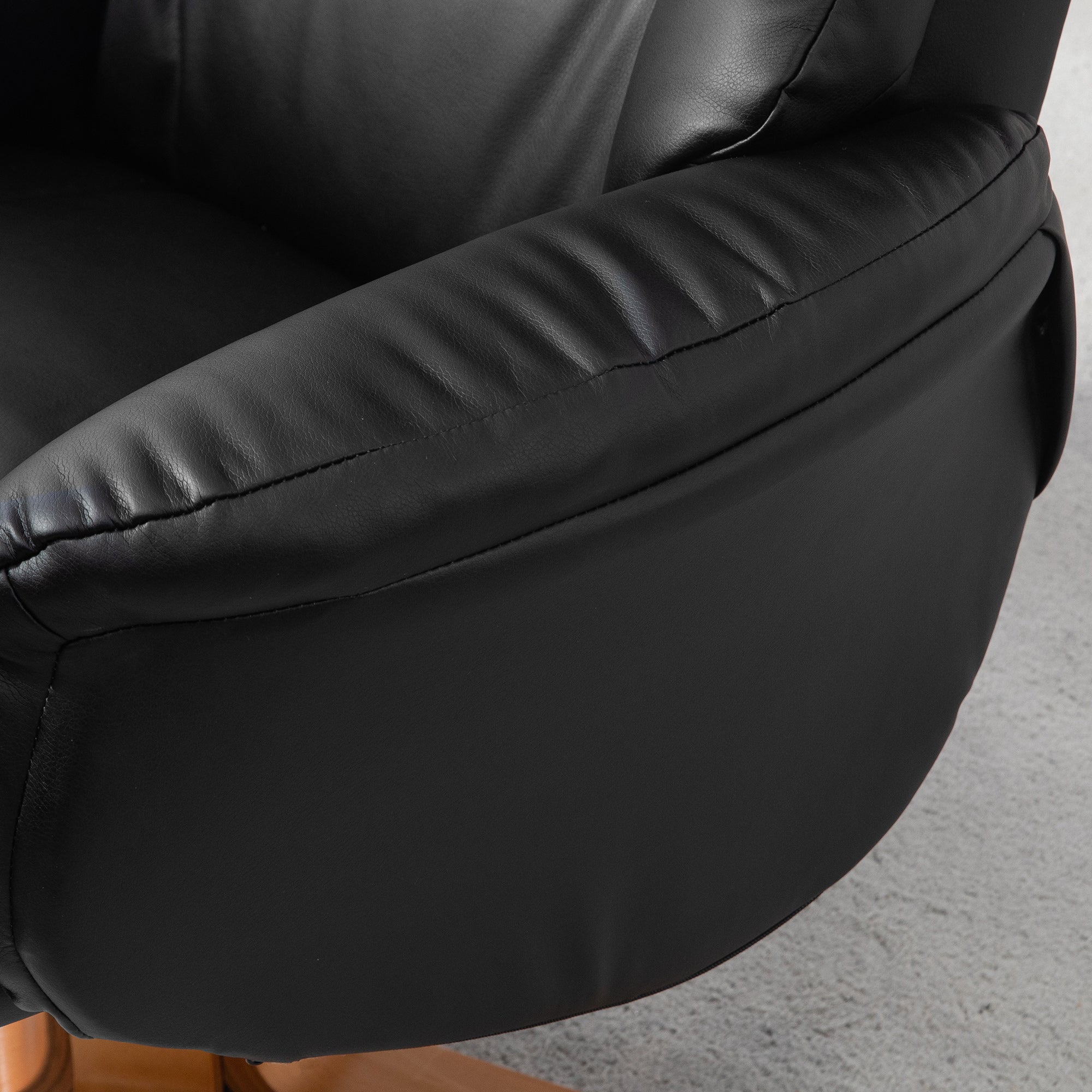 Recliner Chair with Ottoman, TV Chair with Reclining Function, Rocking Function, High Backrest, Wooden Legs for Living Room, Bedroom, Faux Leather, Black