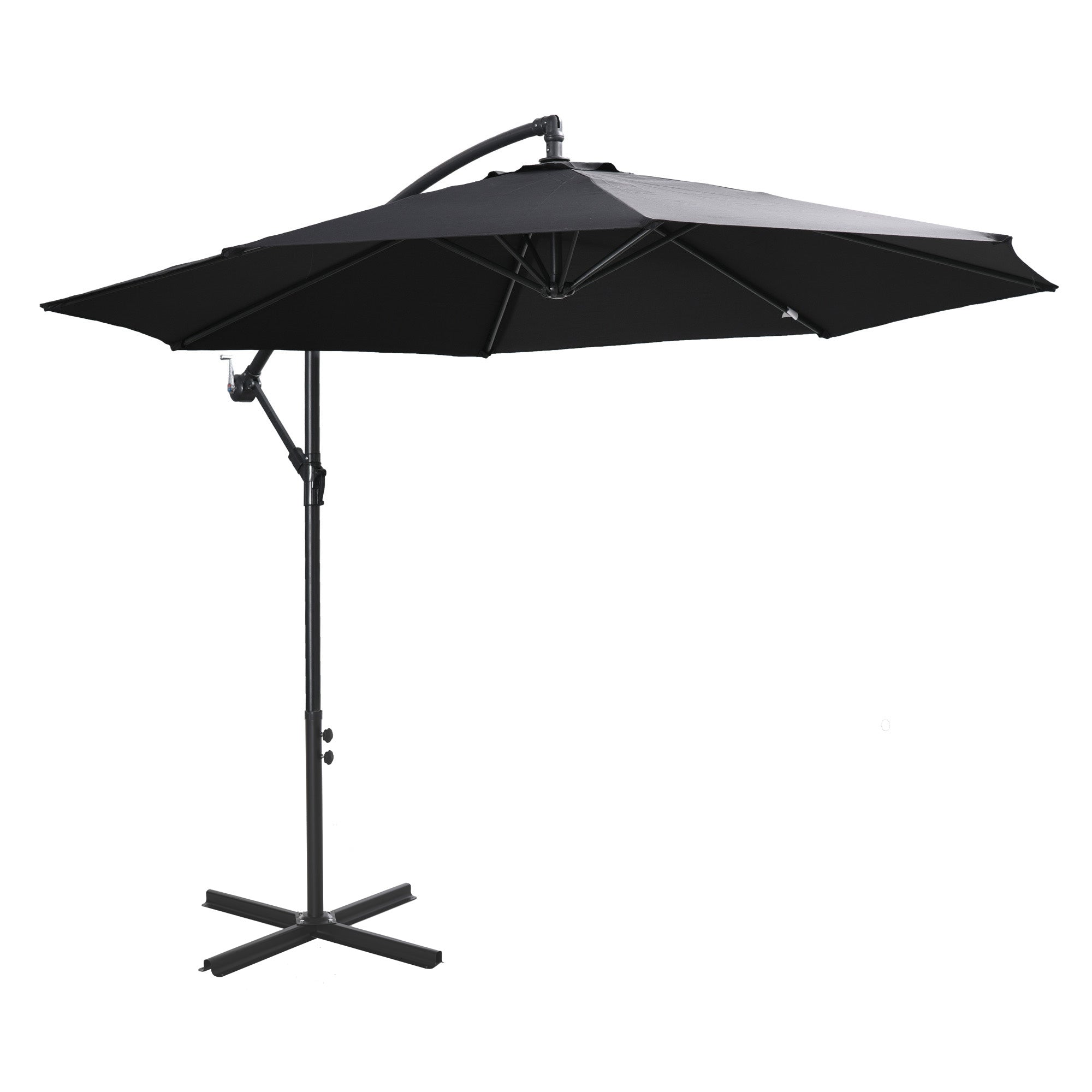 Cantilever Umbrella Ø300 cm Tiltable Sun Umbrella with UV Protection Crank Umbrella with Stand, Crank Device, Market Umbrella Garden Umbrella Sun Protection for Balcony Garden Terrace Black