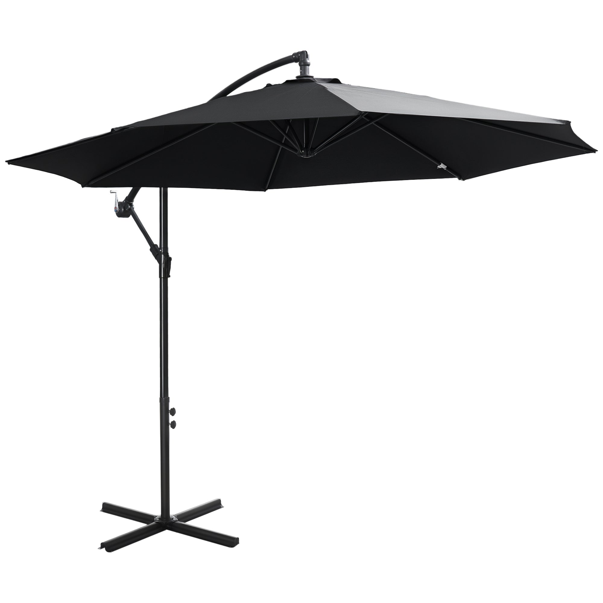 Cantilever Umbrella Ø300 cm Tiltable Sun Umbrella with UV Protection Crank Umbrella with Stand, Crank Device, Market Umbrella Garden Umbrella Sun Protection for Balcony Garden Terrace Black