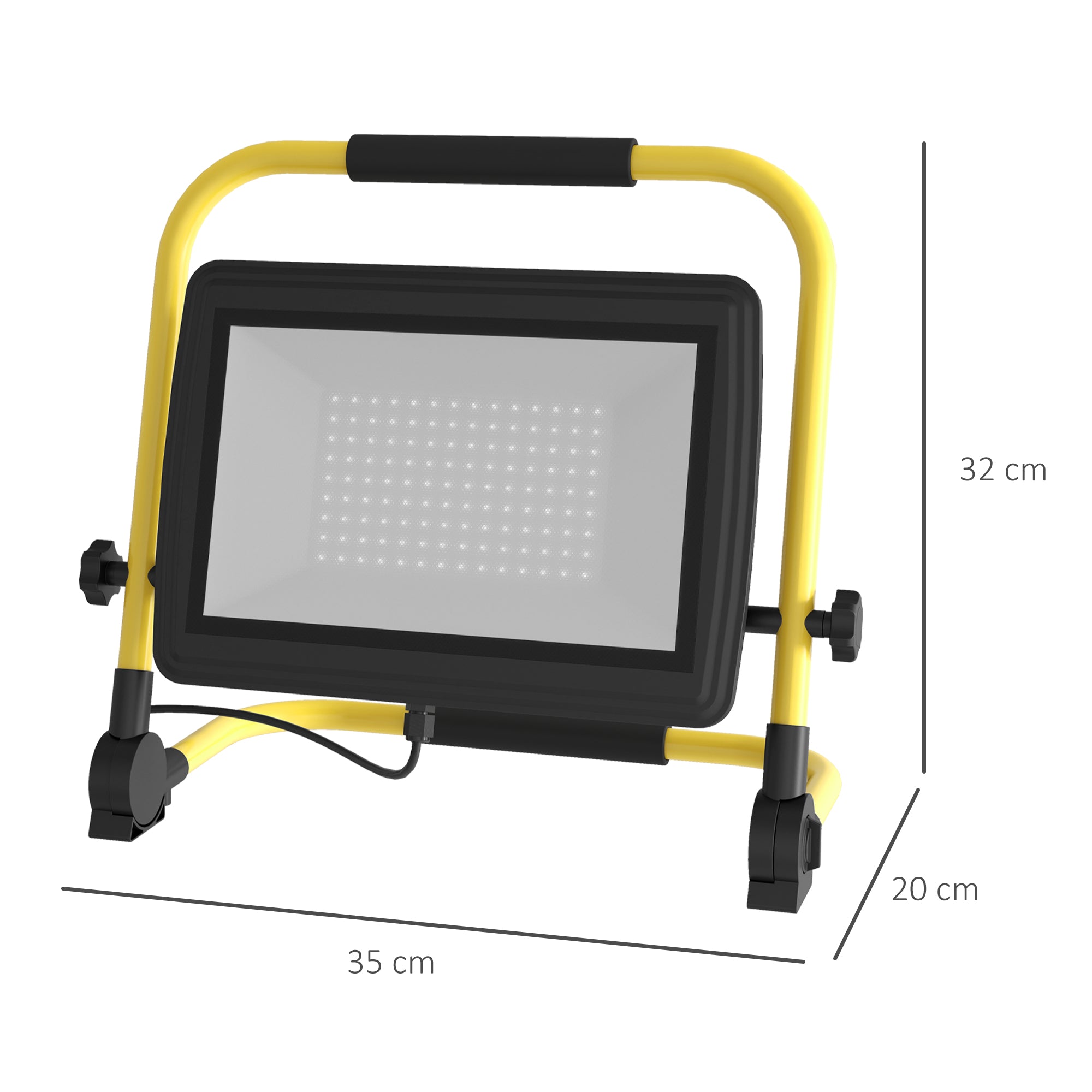 LED Floodlight with Adjustable Heads and Stand 100W 8500 Lumens IP65 6500K Weatherproof LED Work Light Portable with Handle for Indoor and Outdoor Yellow and Black