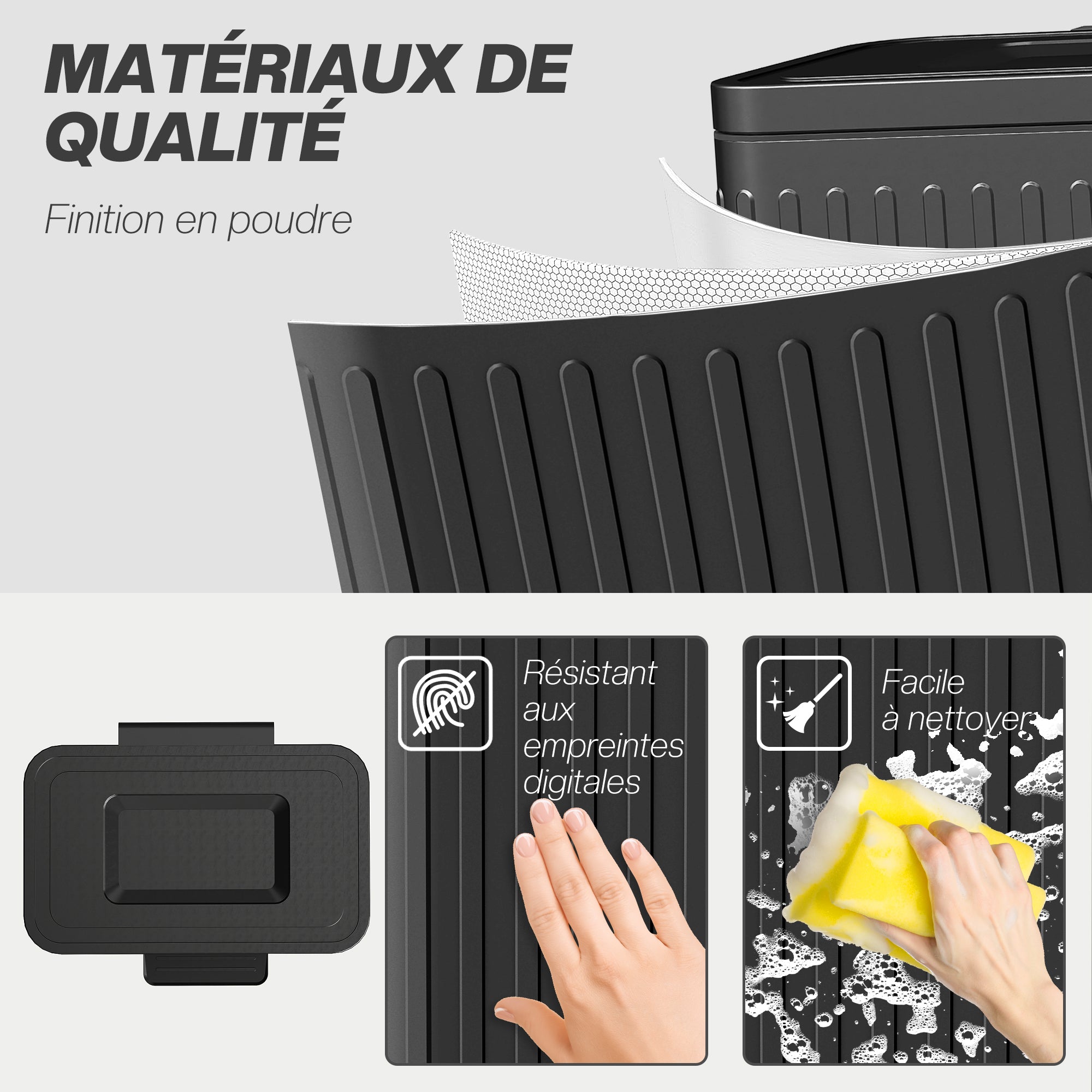 40L Dual-Compartment Step Trash Can — 2 x 20L Removable Inner Buckets, Soft-Close Lid & Hold-Open, Fingerprint-Resistant — Black