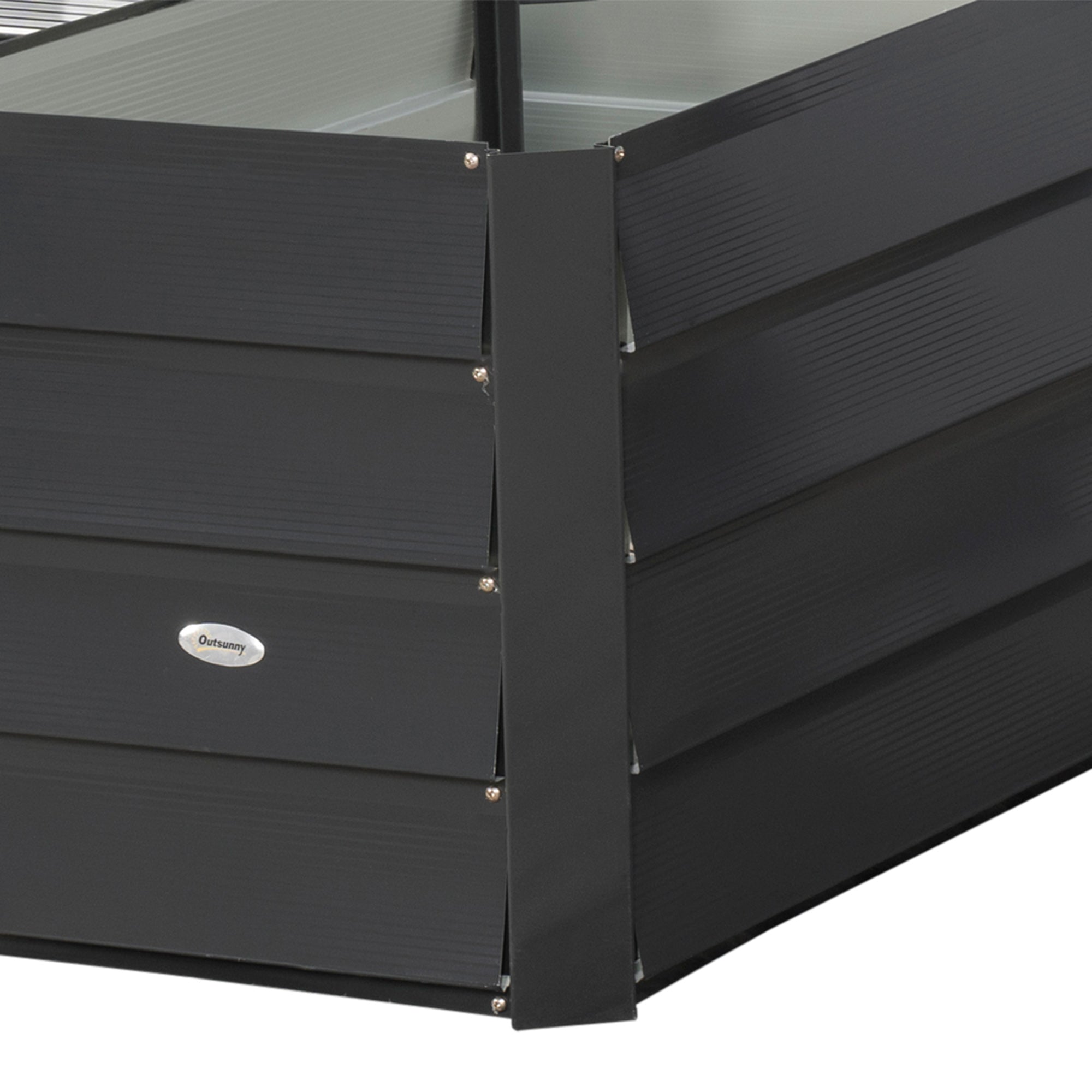 L-shaped corner garden planter without base - 115 x 115 x 44 cm dark gray galvanized steel