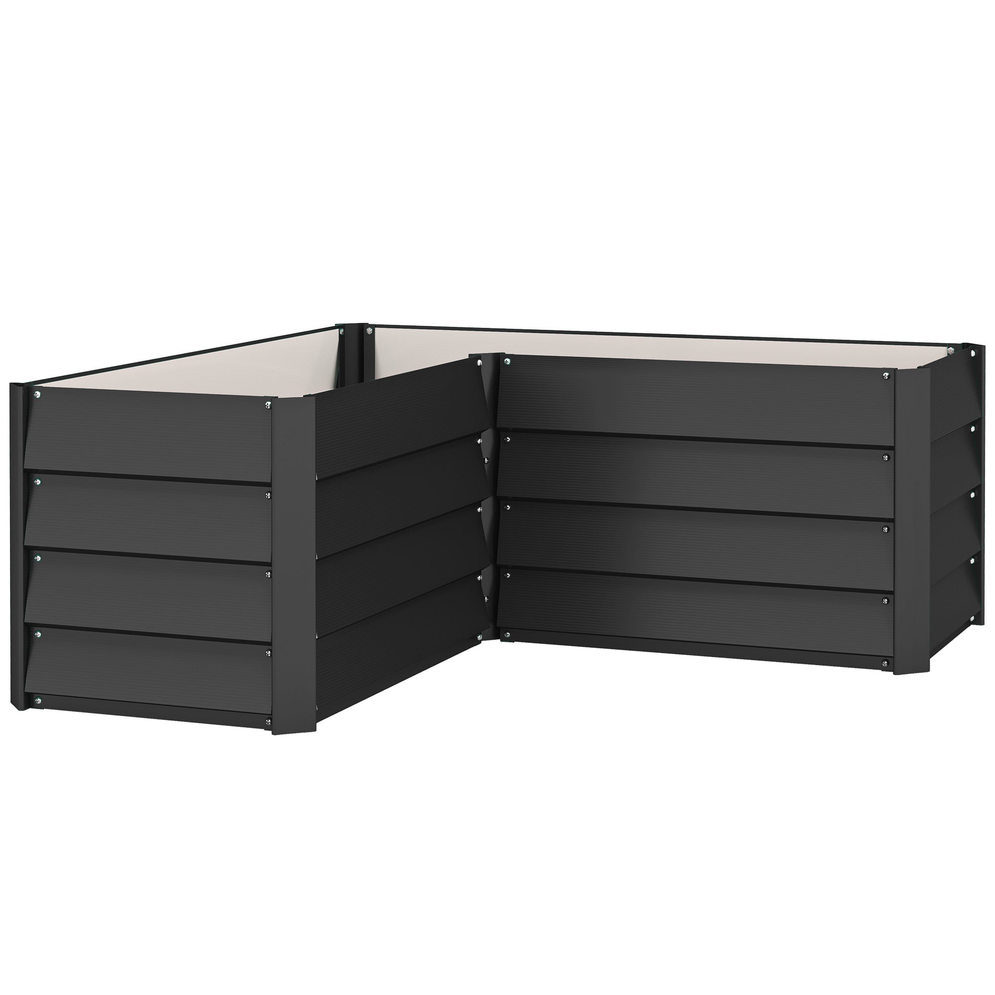 L-shaped corner garden planter without base - 115 x 115 x 44 cm dark gray galvanized steel