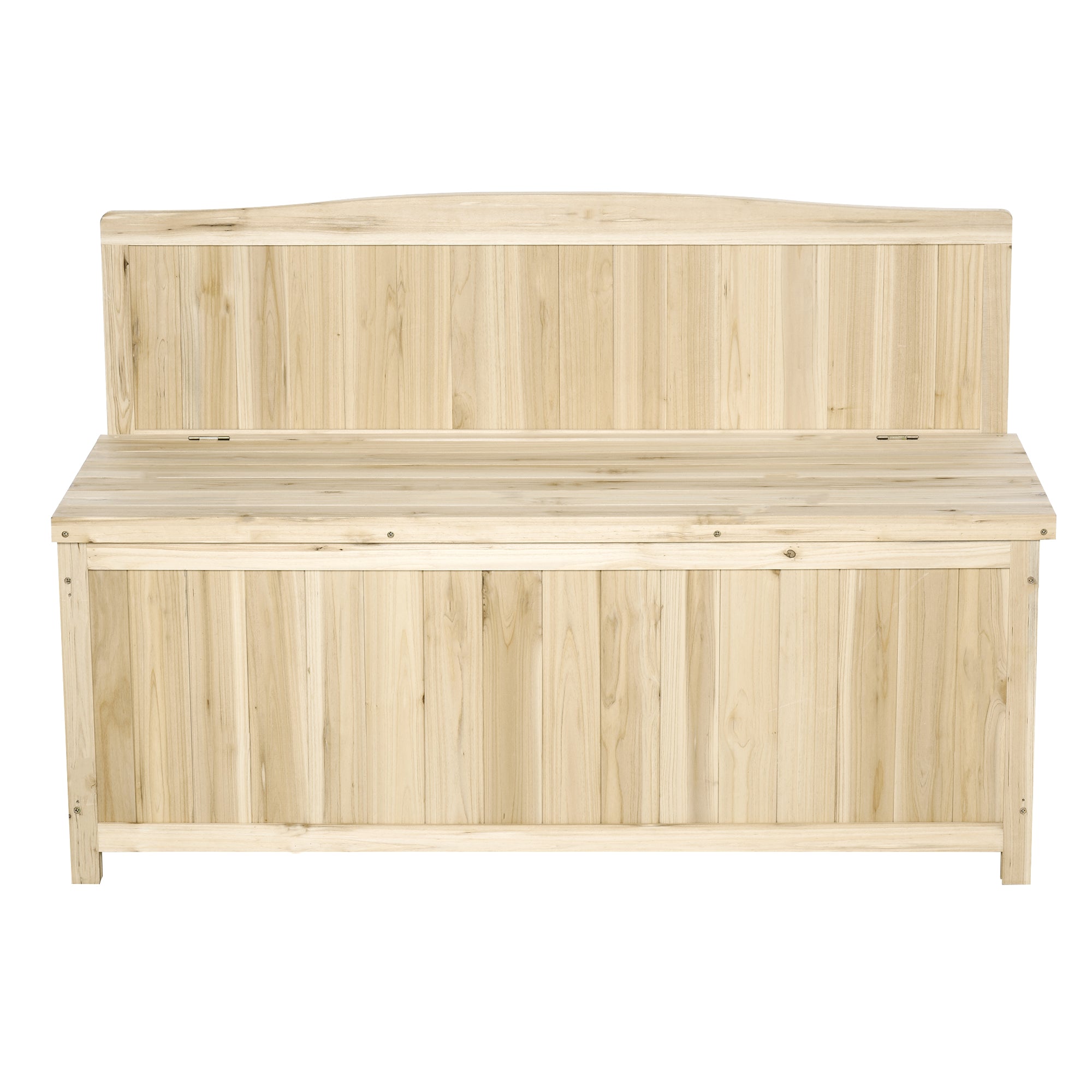 Natural Wood Garden Bench Outdoor Bench with Storage Box and Backrest Load 250 kg for Patio Terrace Balcony 115x45x75 cm