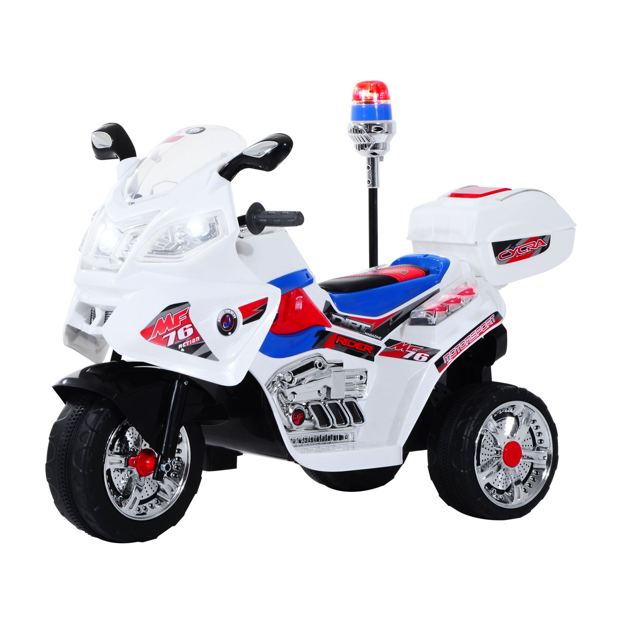 Electric Motorcycle for Kids 3-5 Years Old Electric Toy Motorcycle 3 Wheels with Music, Speed 3 km/h, Lights 112×51×72.5 cm