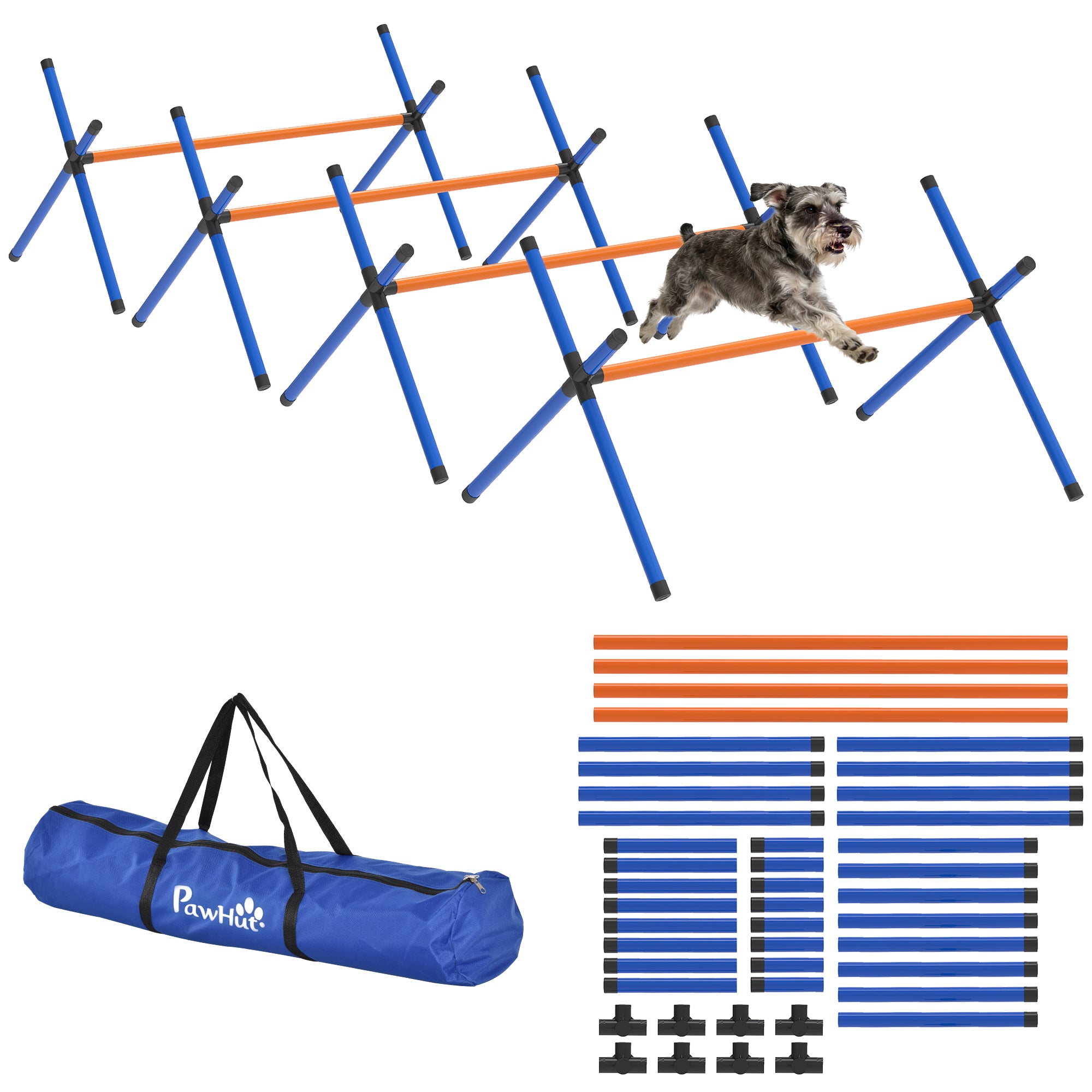 4-Piece Dog Agility Set — Adjustable Hurdles with Carry Bag, Portable Training Kit for Small Dogs