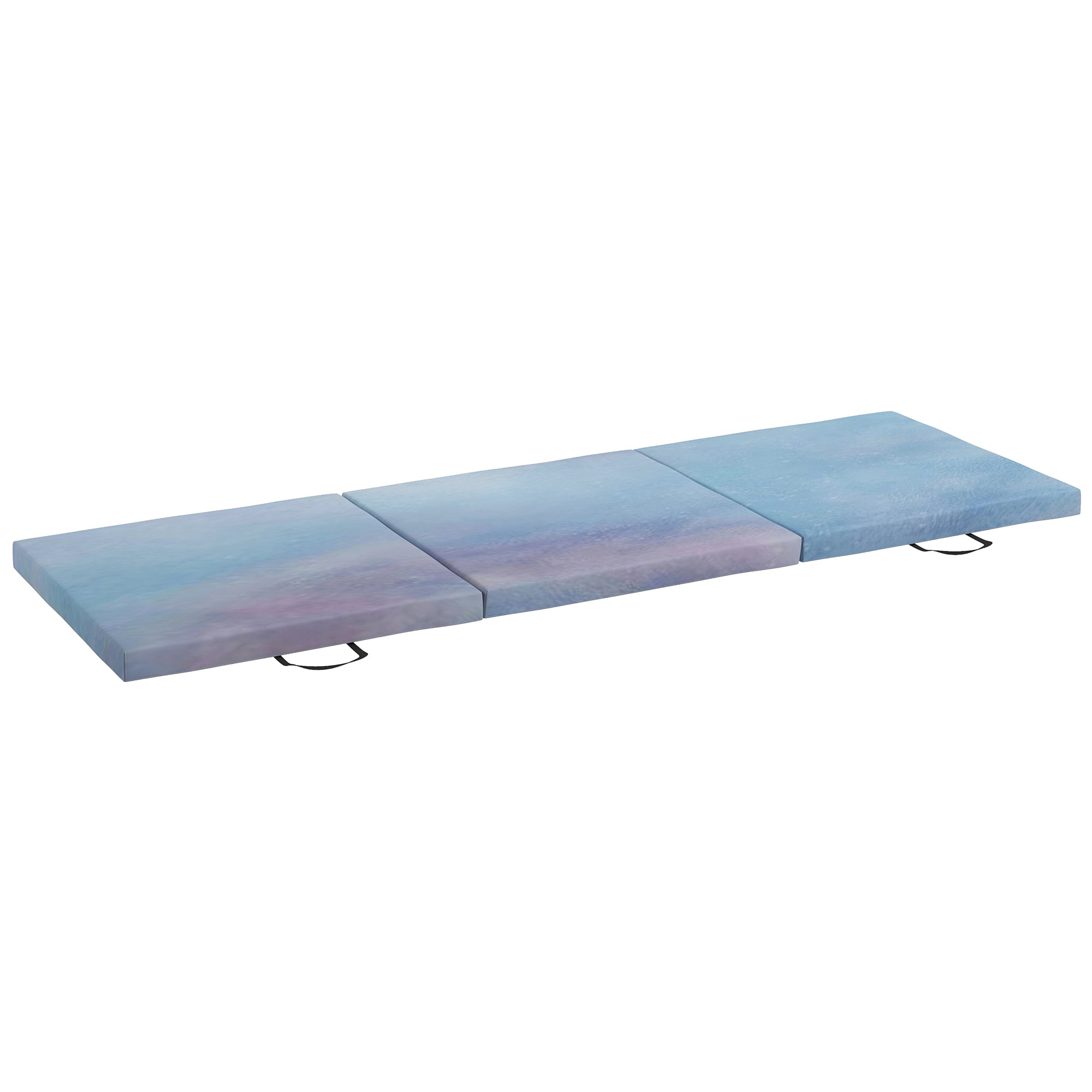 Folding Gymnastics Mat, Thick Gymnastics Mat, 180 x 60 x 5 cm, with Handle, Floor Mat for Yoga, Sport, Fitness, Pilates, Synthetic Cover, Blue