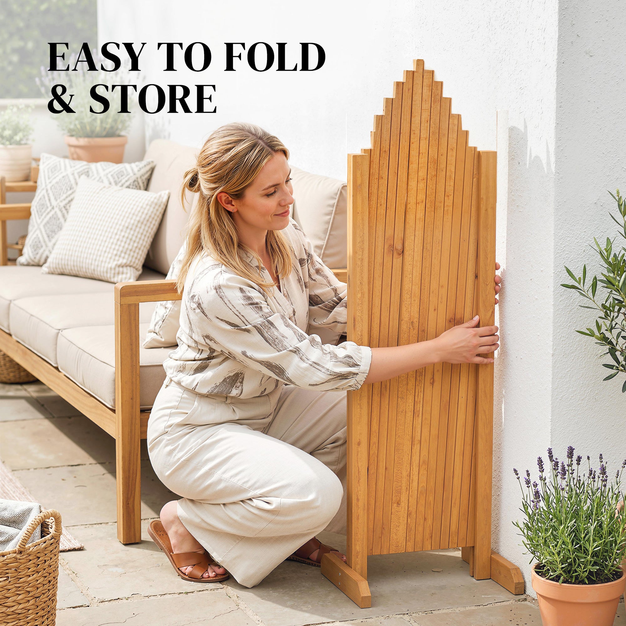 2-Piece Expandable Scissor Trellis with Feet, Freestanding Folding Garden Screen & Plant Support, Pine Wood, 71 x 12 x 40.6 in (180 x 30 x 103 cm) - Brown