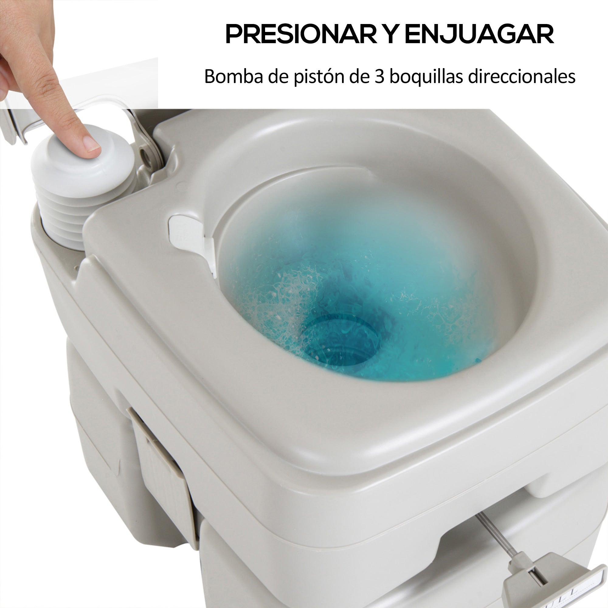 Portable Chemical Toilet Mobile Bathroom WC 20L with Removable Wastewater Tank and Water Tank for Camping Travel Elderly Caravan Boat with Flush Load 147 kg 41.5x36.5x42 cm HDPE