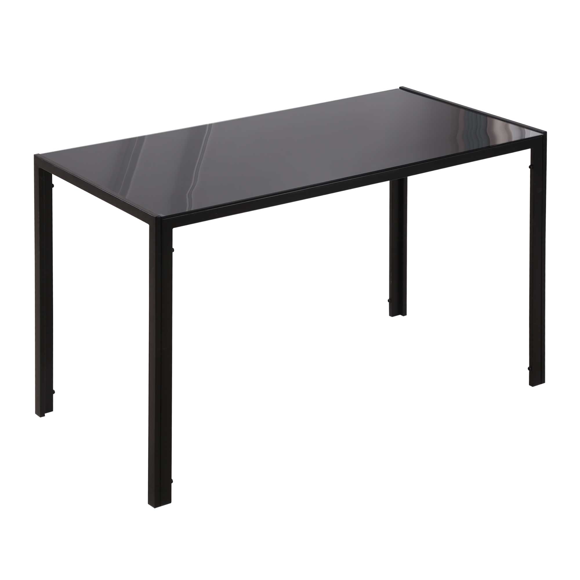 Dining Table Kitchen Table for 4 People, Dining Table, Living Room Table with Tempered Glass Top, for Kitchen, Dining Room, Metal, Black, 120 x 60 x 75 cm