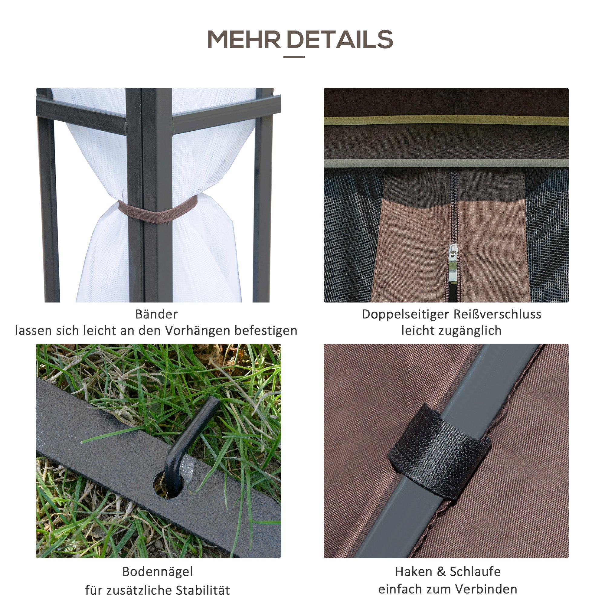 Pavilion Garden Pavilion with Mosquito Net Side Panels, Party Tent with Double Roof, Garden Gazebo Marquee 2.97x2.97m