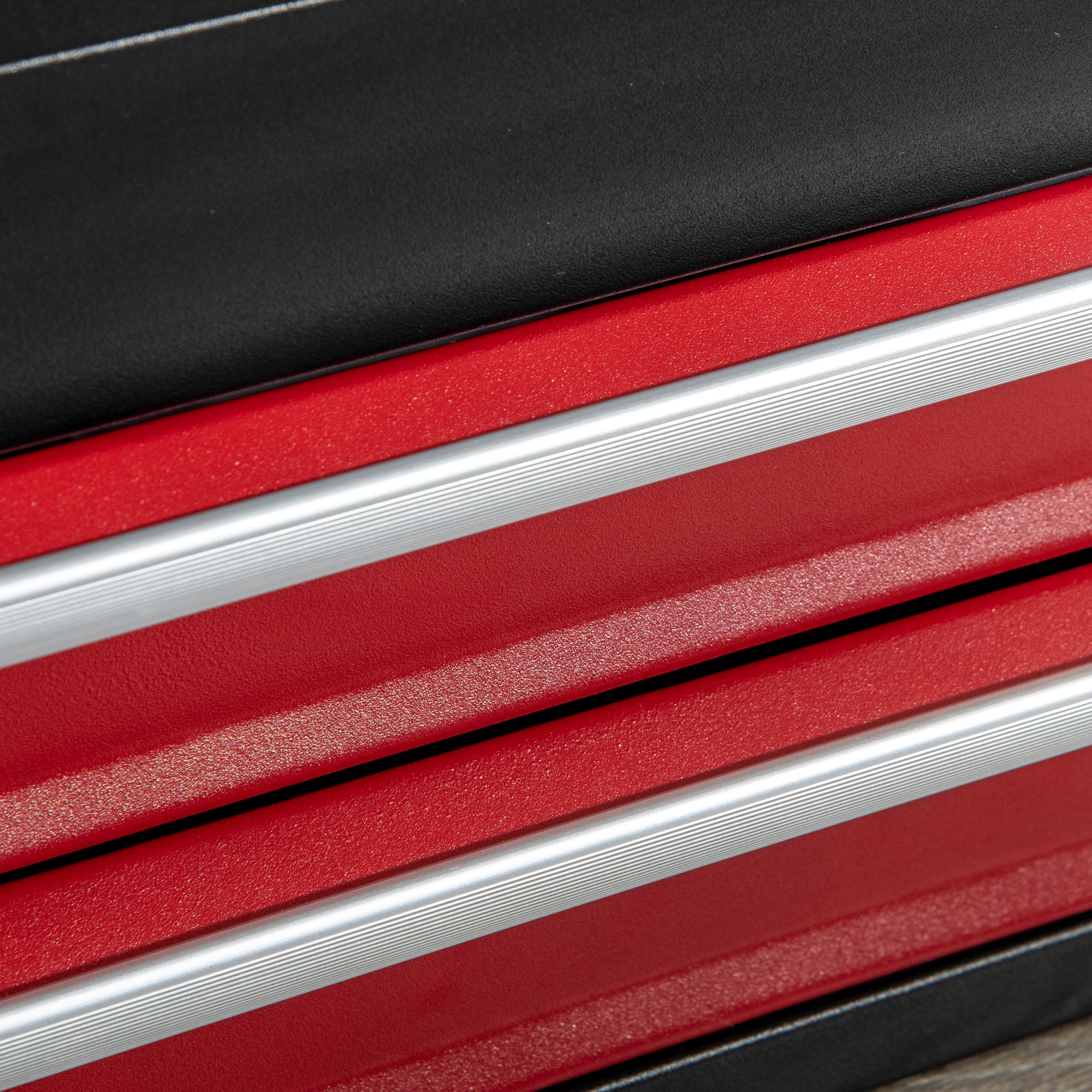 Empty Tool Case, 46 x 24 x 22 cm Tool Box with 2 Drawers, Upper Storage Compartment, Handle, Tool Chest with 2 Locks, Made of Steel, Black+Red