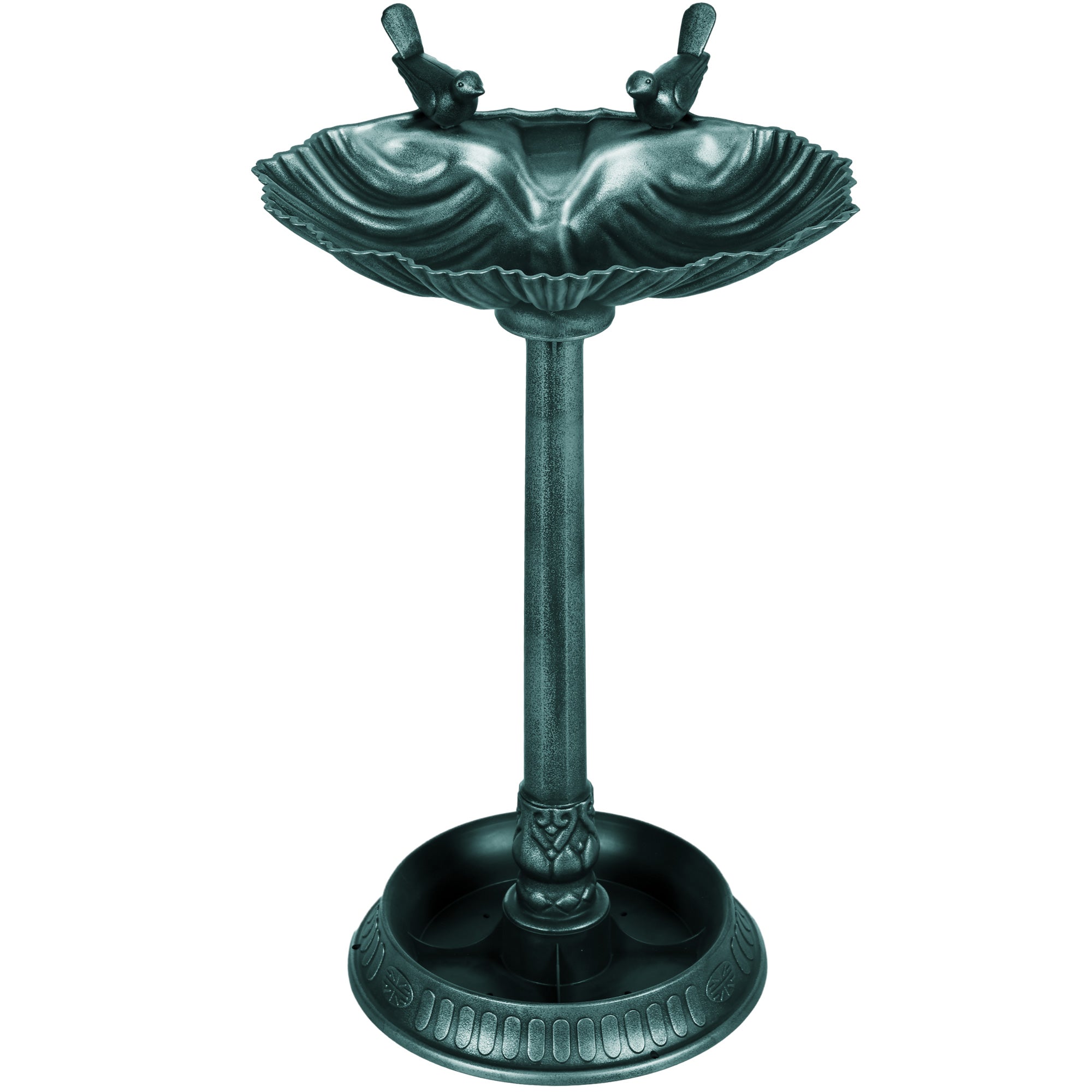 Standing Bird Bath, Plastic Bird Bath, Frost-Proof Bird Basin, Winter-Proof Watering Hole for Wild Birds, Water Tray, Watering Spot for Garden Patio 49.5 x 38 x 81 cm, Dark Green