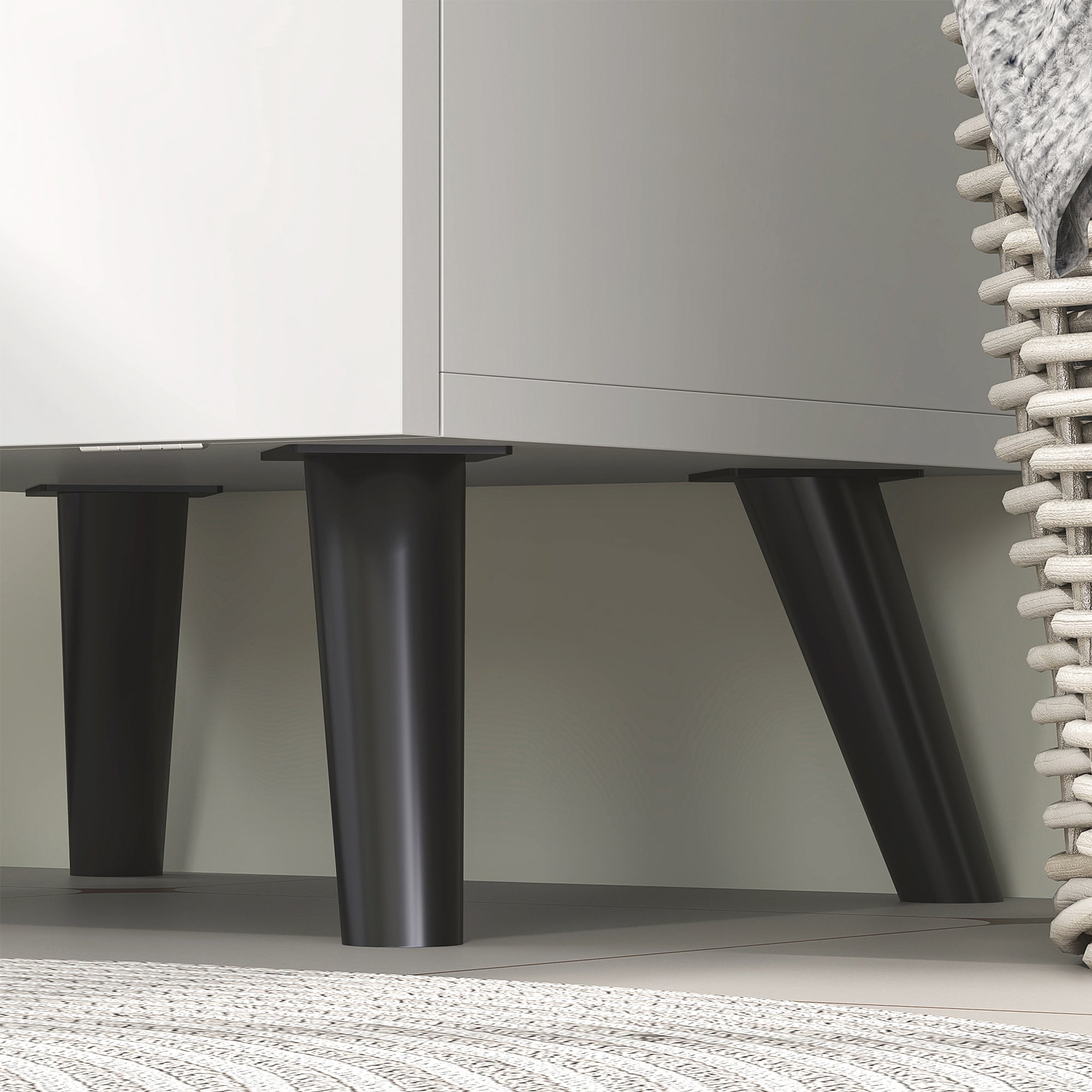 Tall Bathroom Cabinet with Laundry Basket Narrow Bathroom Column with Door and Shelves Auxiliary Furniture for Living Room Kitchen 13.78x12.4x56.69 inches White