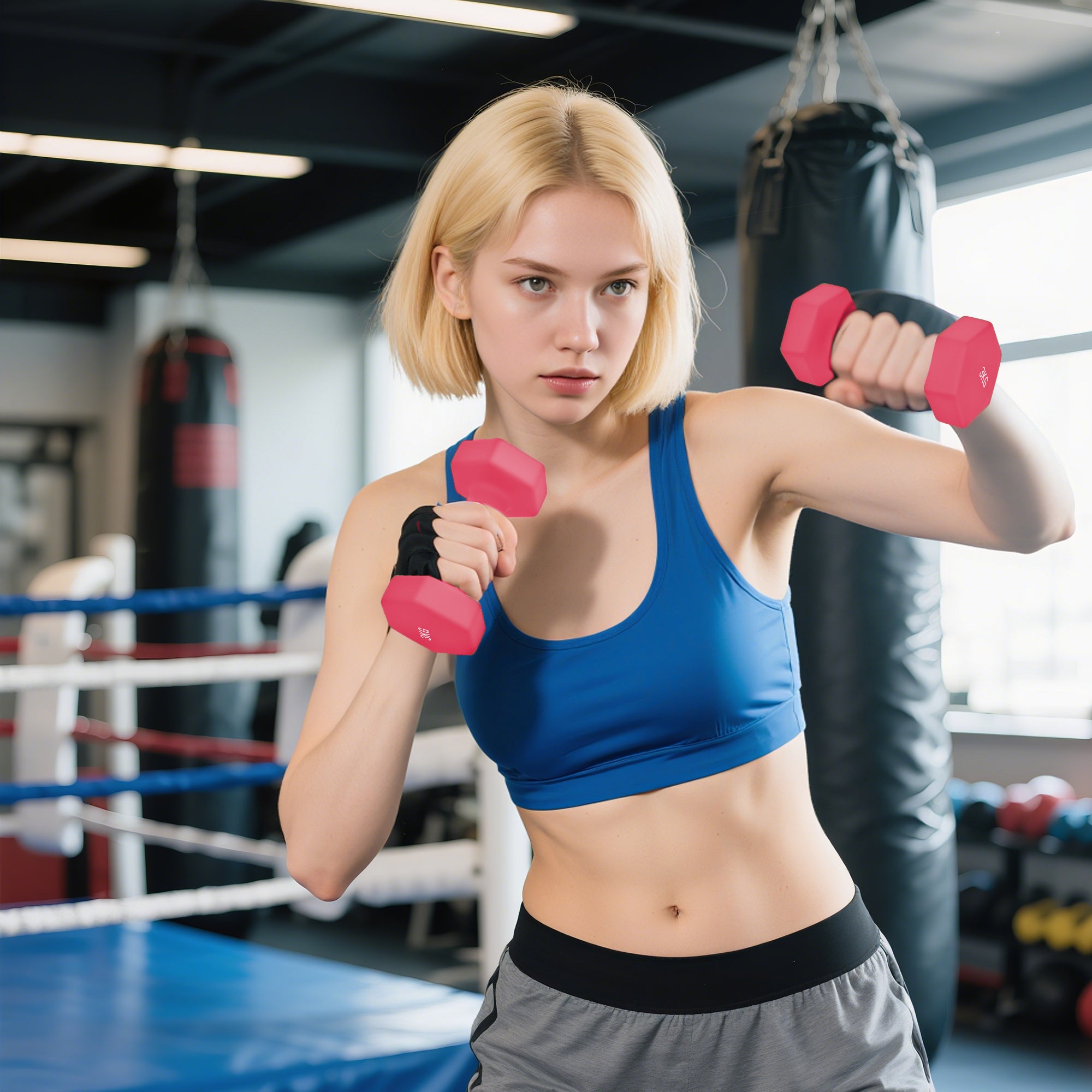 SPORTNOW 6-Piece Hex Dumbbell Set with Stand — Non-Slip Grip, 1–5 kg (2.2–11.0 lb) for Home & Gym