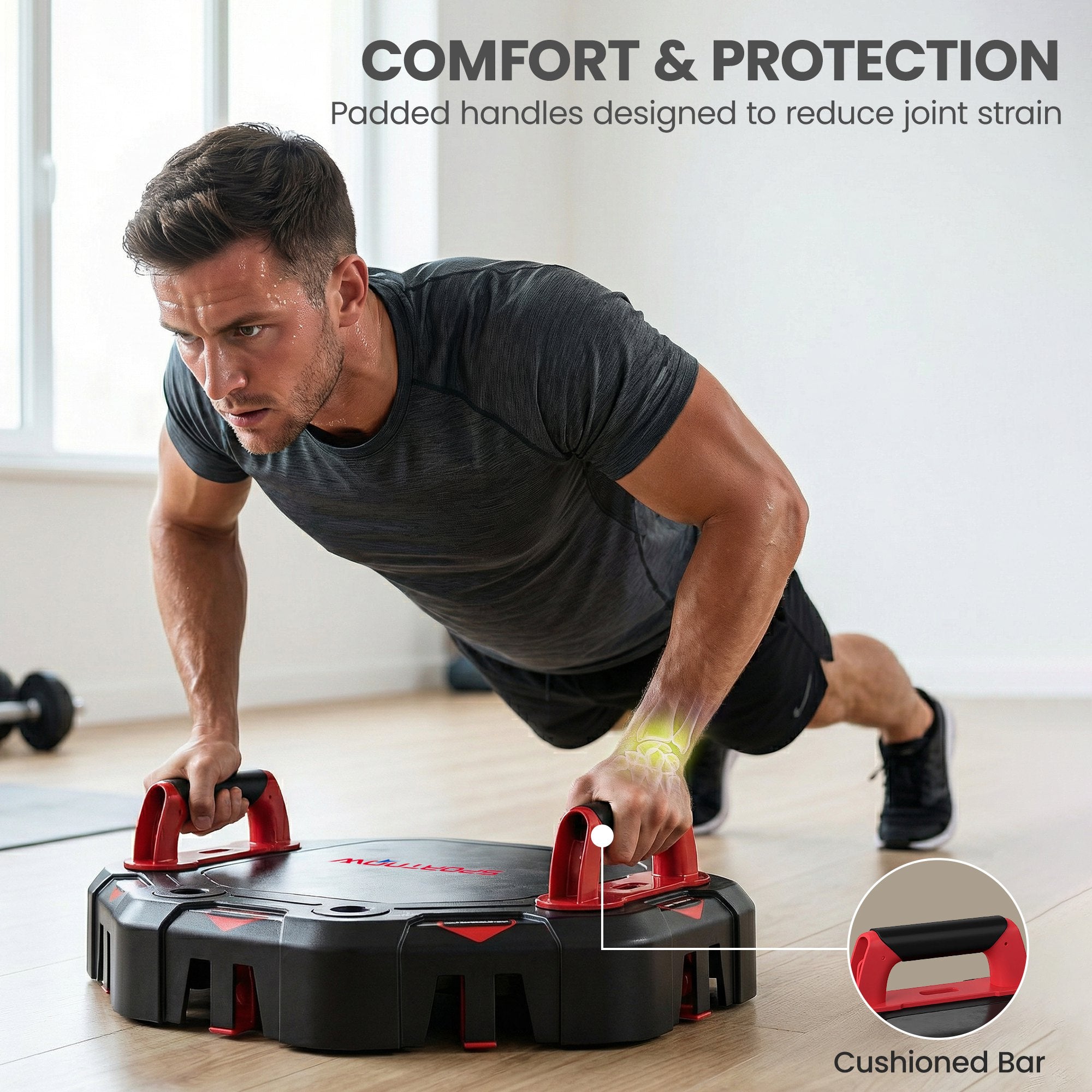 SPORTNOW 7-in-1 Adjustable Push-Up Board with Resistance Bands, Wheels & Door Anchor — Foldable Multifunction Home Gym