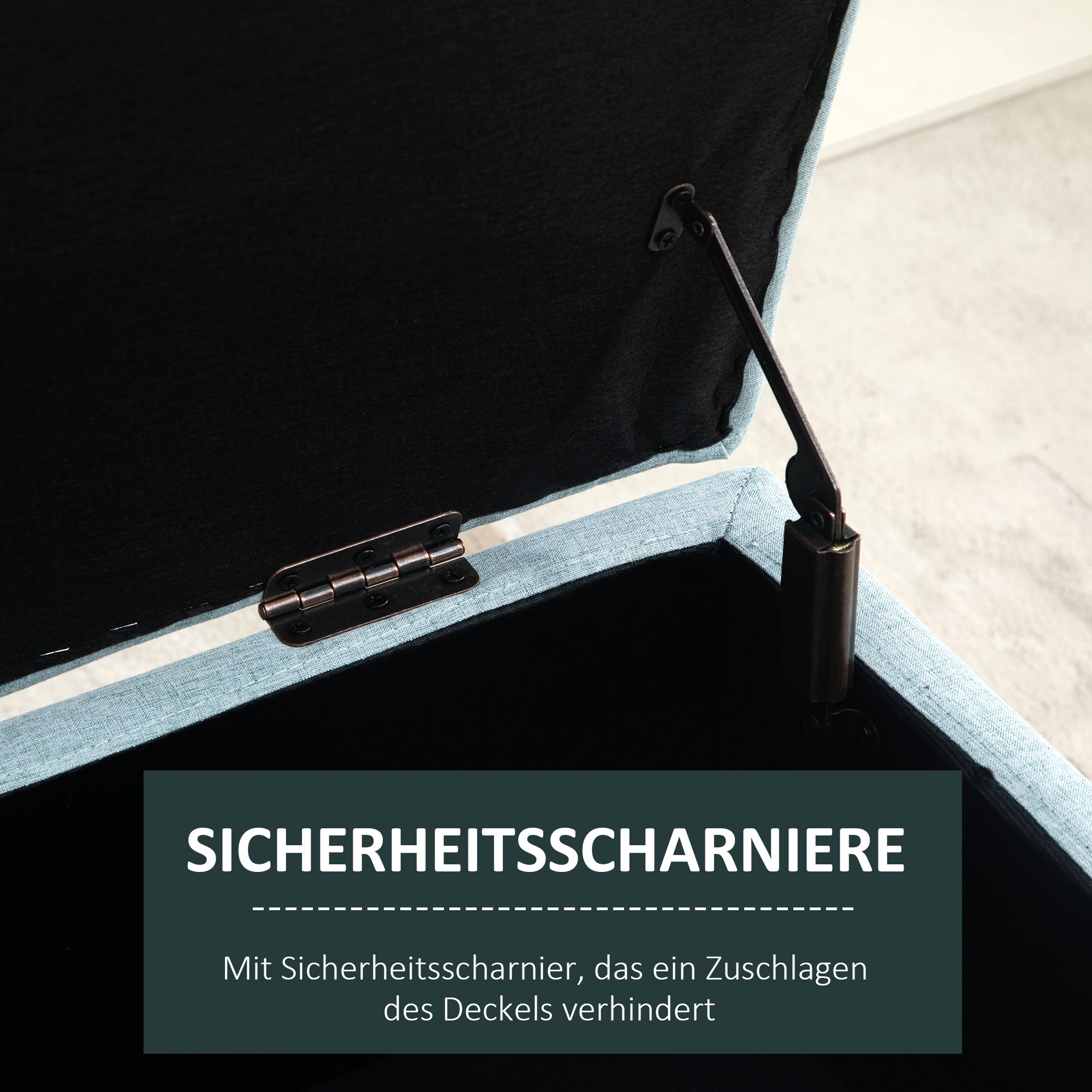 Storage Bench with Linen-Look Upholstery, Bed Bench with Wooden Legs, Storage Trunk for Living Room Bedroom Hallway 110 x 39 x 45 cm, Light Green