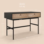 Desk with Storage Computer Desk with Drawers, Metal Frame, 106L x 50W x 77H cm Black