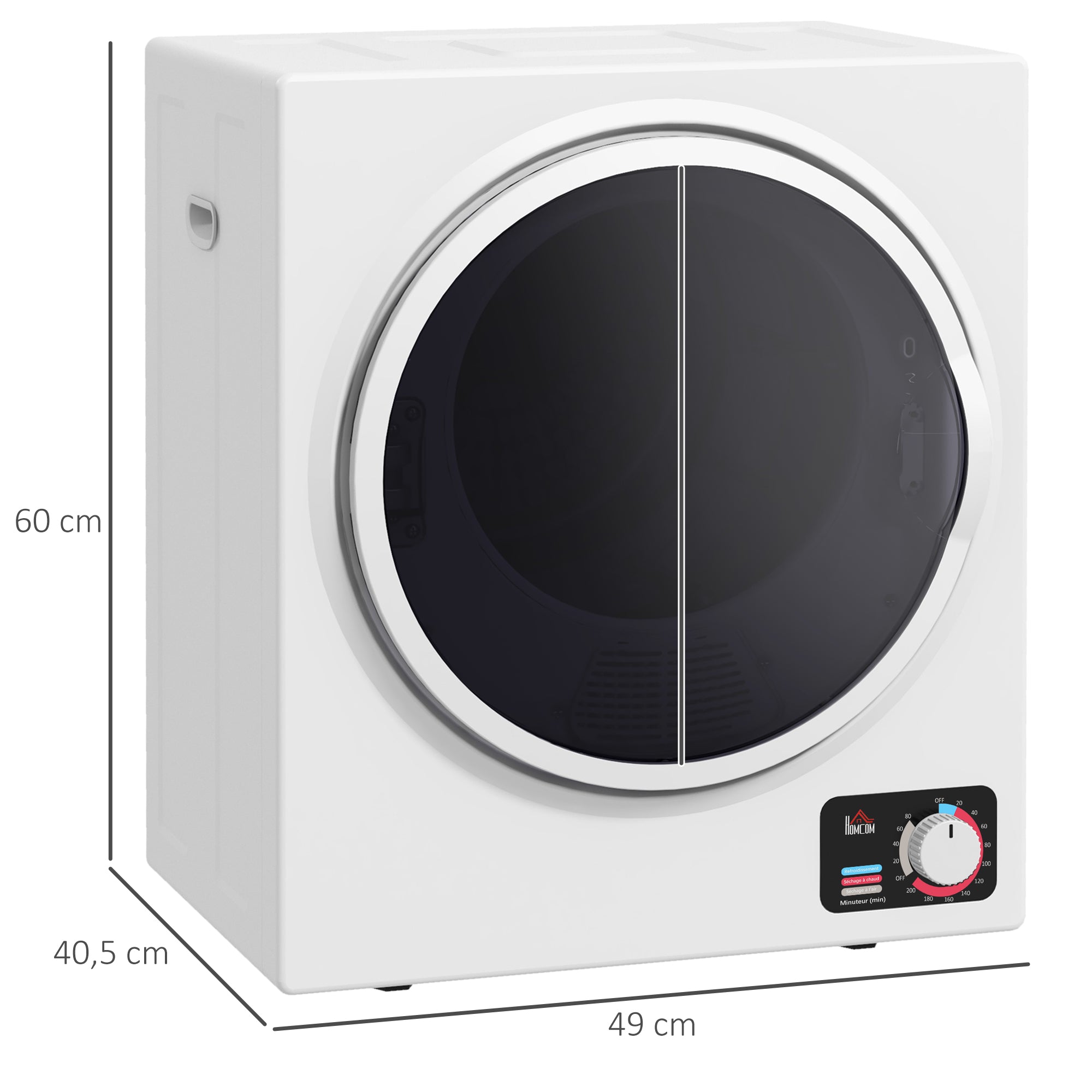 Portable Electric Clothes Dryer 850W, 33L Capacity with 4 operating modes, stainless steel, dim. 49L x 40.5W x 60H cm