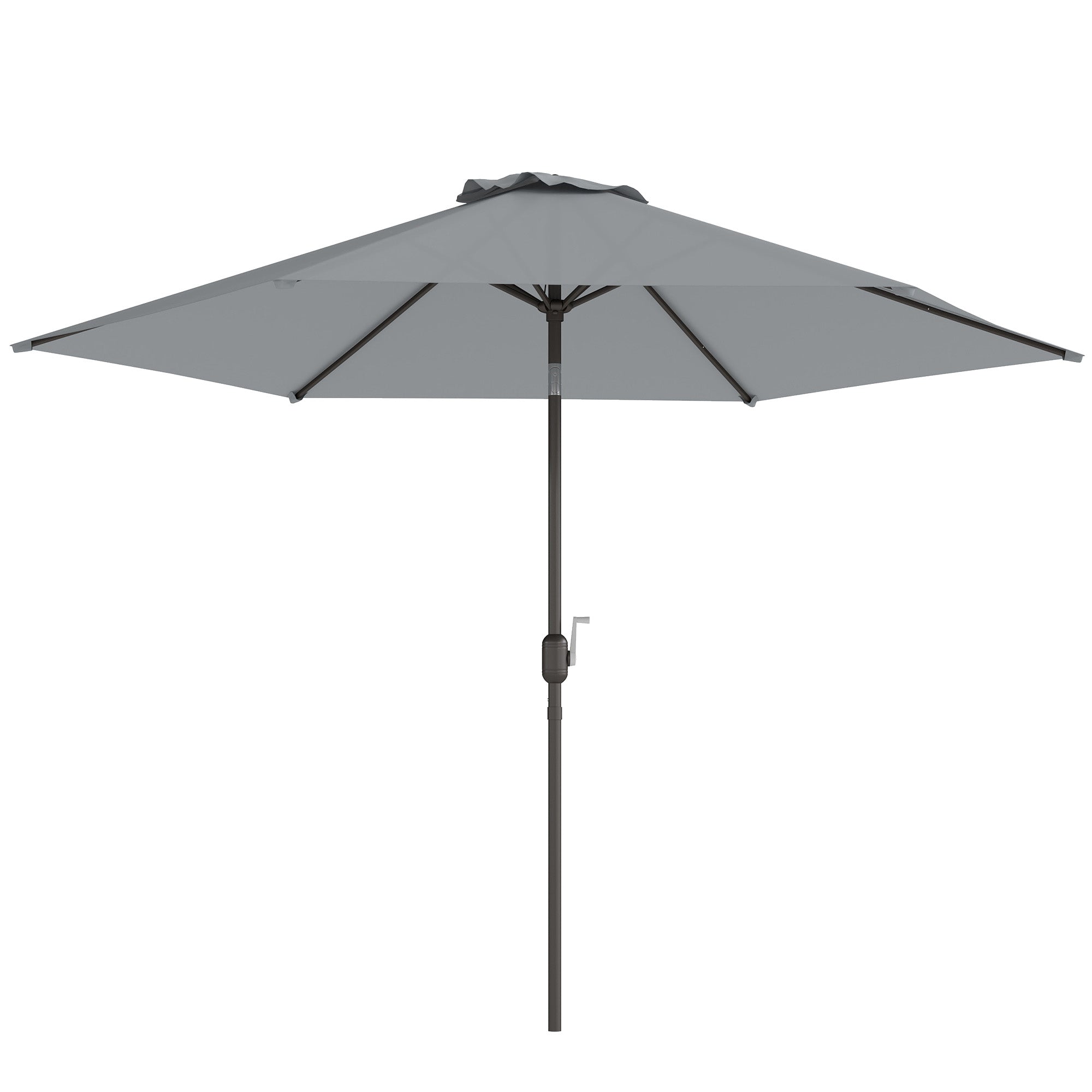 9.7 ft (295 cm) Tilting Patio Umbrella with Crank and Cover — Wind-Resistant, Vented Market Umbrella for Garden, Balcony, Terrace, Gray
