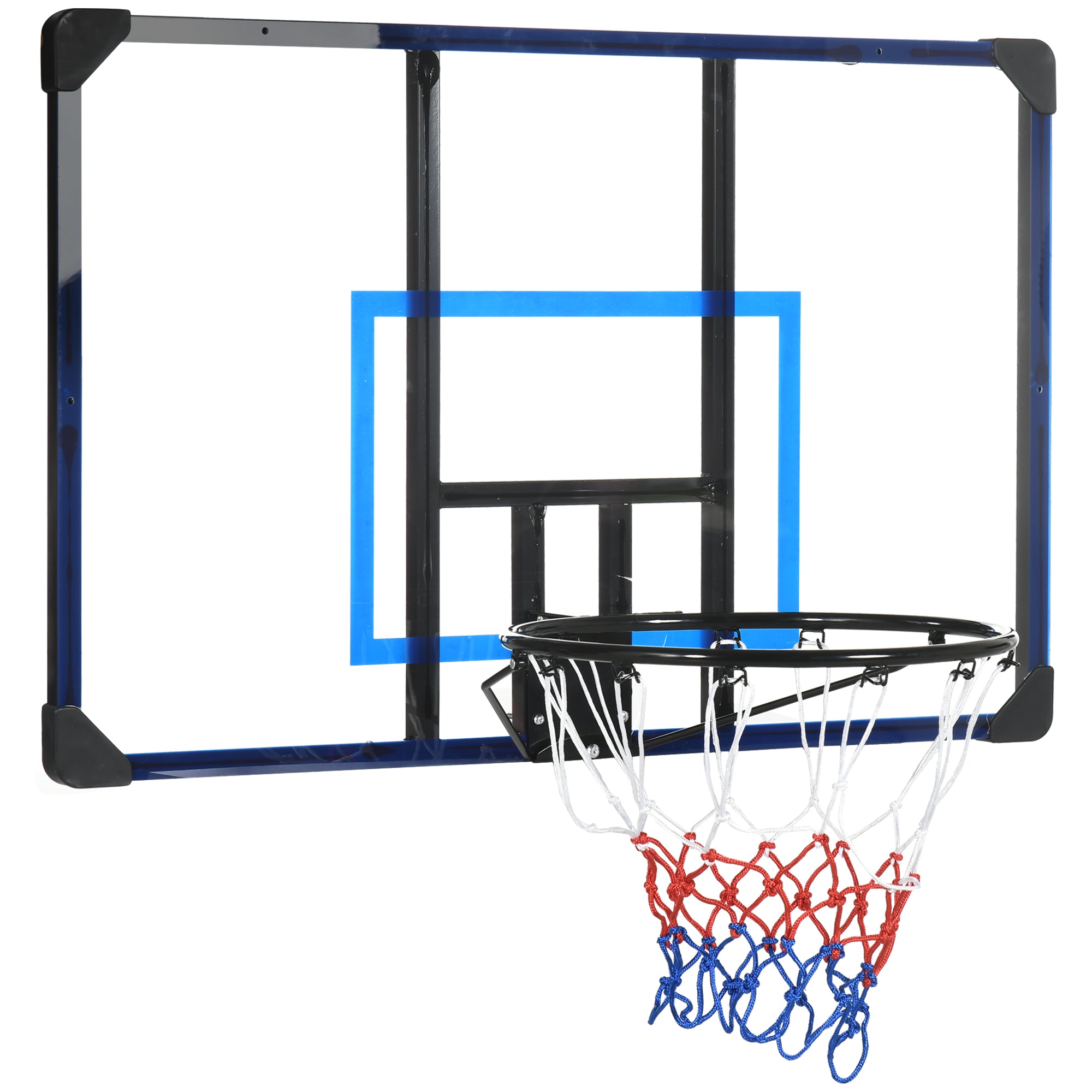 SPORTNOW Basketball Hoop with Backboard, Outdoor Basketball Board with Ø45 cm Steel Rim and Net, Wall Mounted, Basketball Board for Kids Teenagers Adults, Blue
