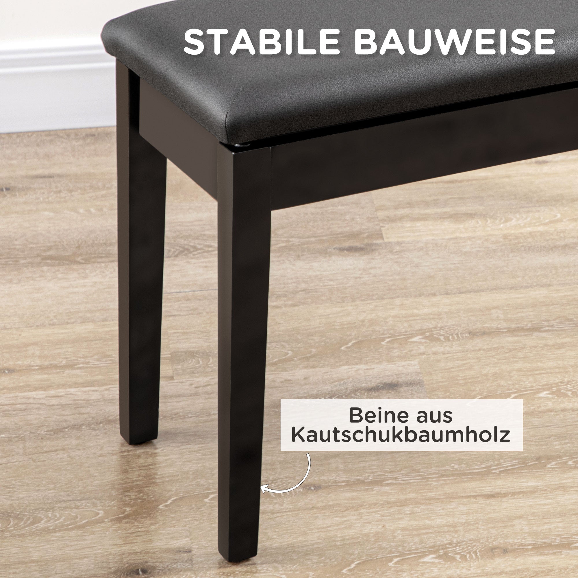Piano Stool, Piano Bench with Hidden Storage, Pianobench with Faux Leather Cushion, Piano Chair for Piano, Keyboard, 75 x 35 x 49 cm, Black