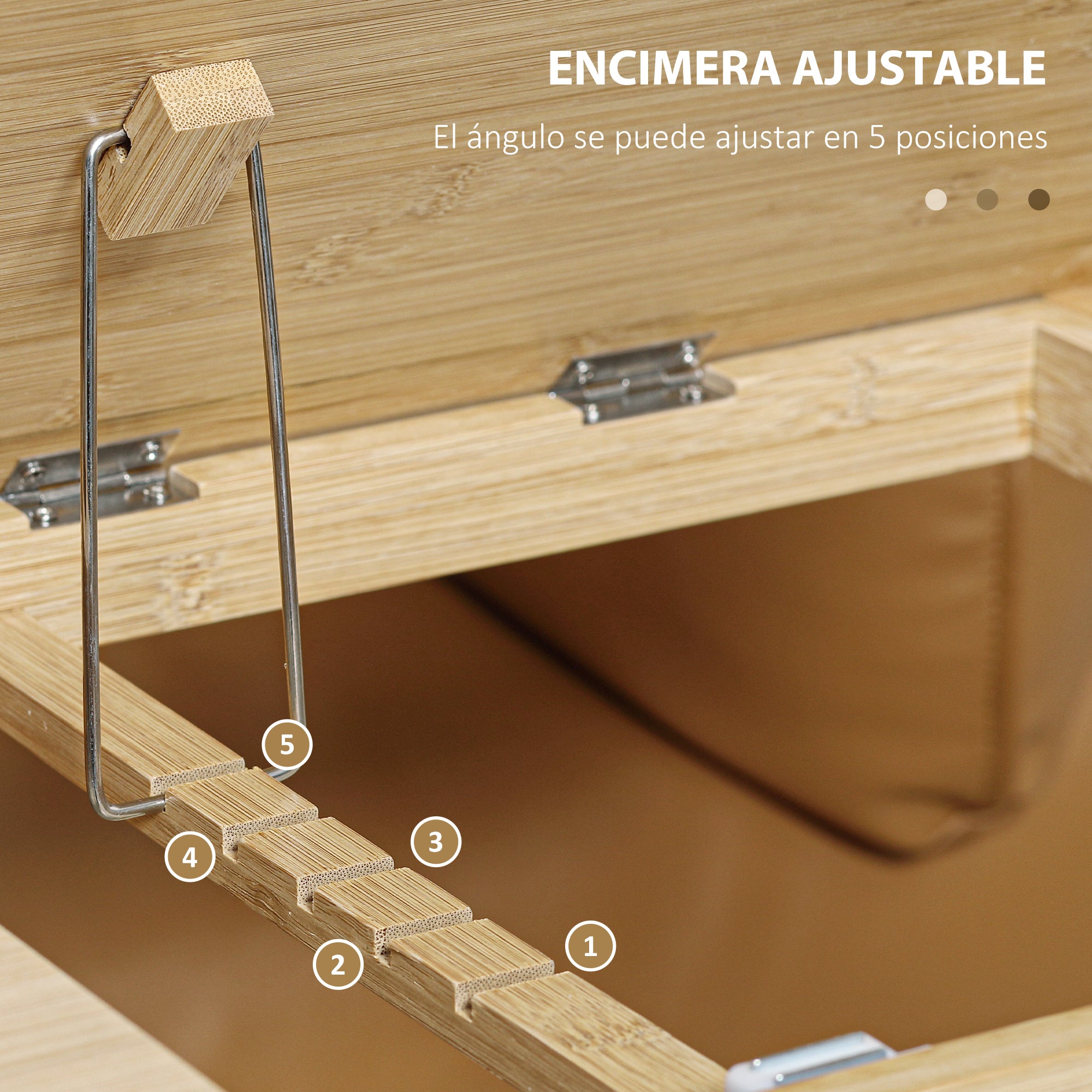 C-Shaped Side Table Bamboo Side Table with Adjustable Flip-Top and 140-180° Angle for Living Room Bedroom Sofa Bed 60x33x67 cm Natural