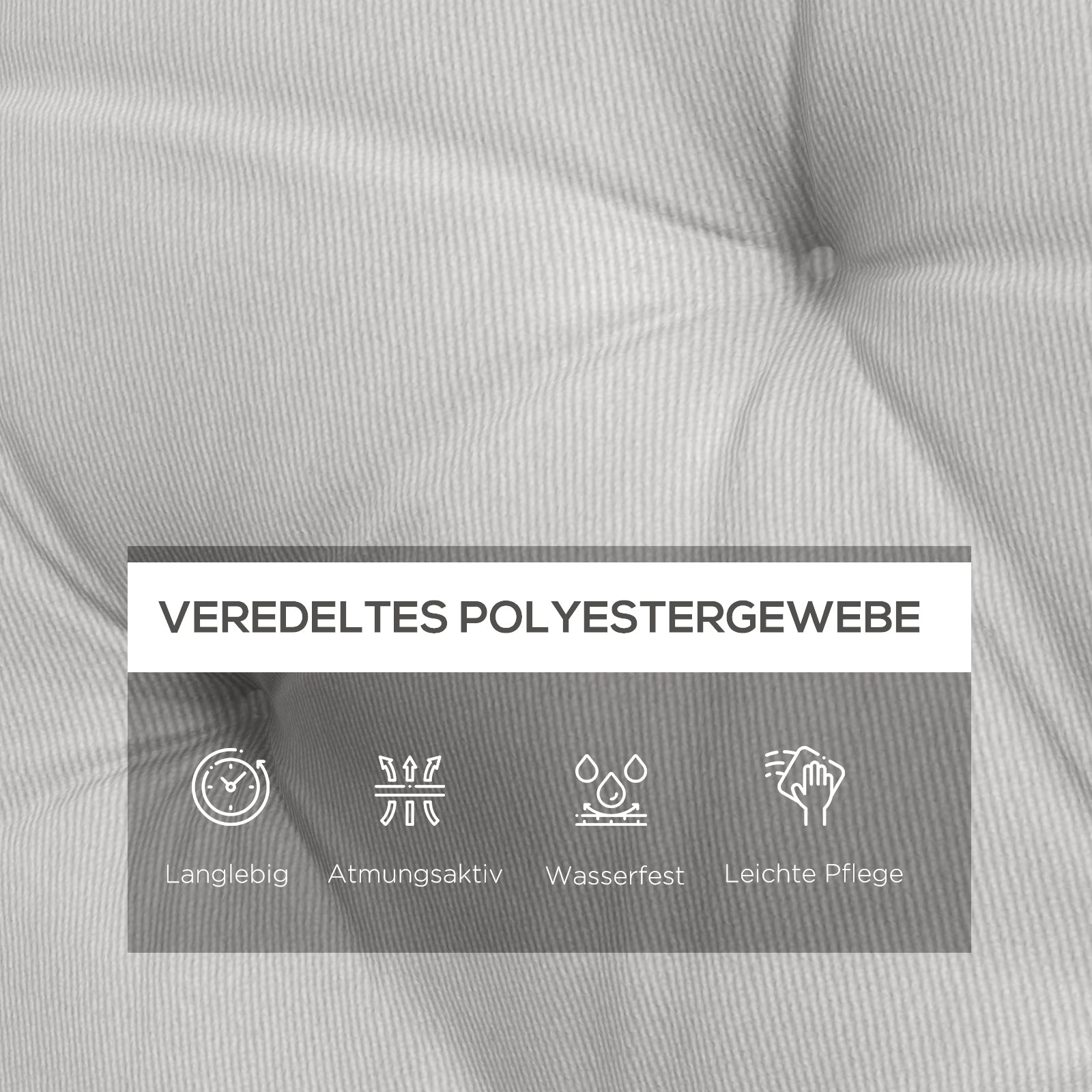 3 Seater Bench Cushion 150x98x8 cm, Bench Cushion with Straps, Seat Cushion, Outdoor/Indoor Chair Cushion, Seat Pad, Seat Cushion for Garden Furniture, Window Bench, Swing Bench, Light Gray