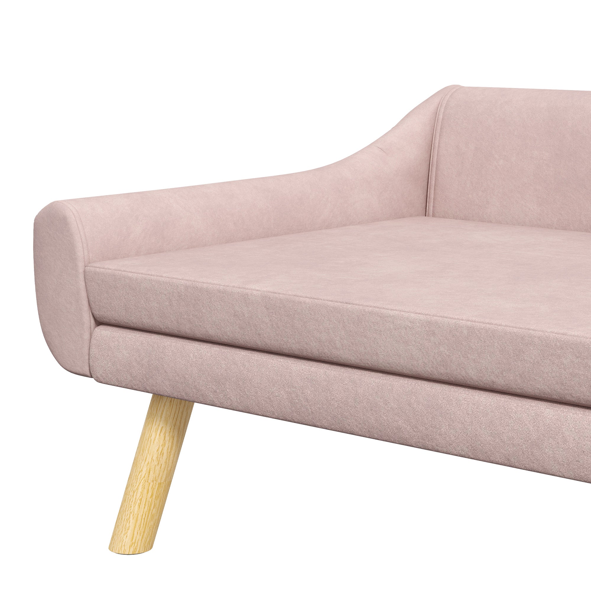Dog Sofa Cat Sofa with Backrest, Pet Couch with Wooden Legs, Pet Sofa with Cushion, Dog Bed for Medium and Large Dogs, Velvet, Pink, 102 x 58.5 x 42.5 cm