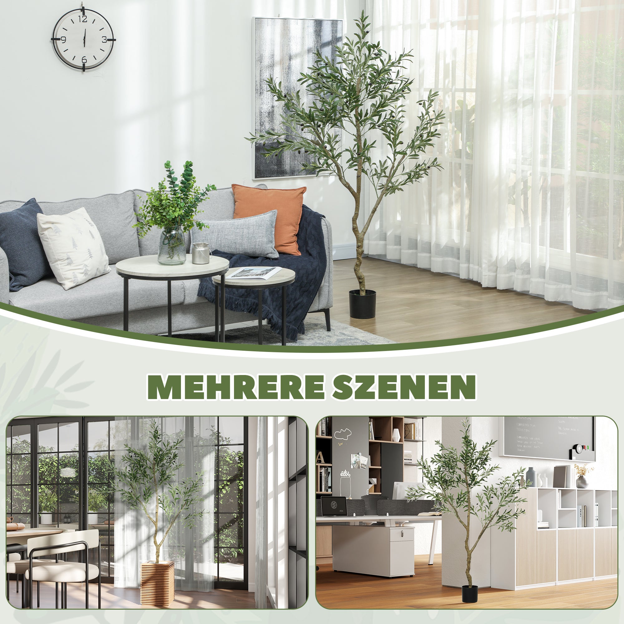 Large Artificial Olive Tree 180 cm Artificial Plant Artificial Plants Olive Tree in Pot, Artificial Tree like real with artificial grass, artificial moss for living room office bedroom garden