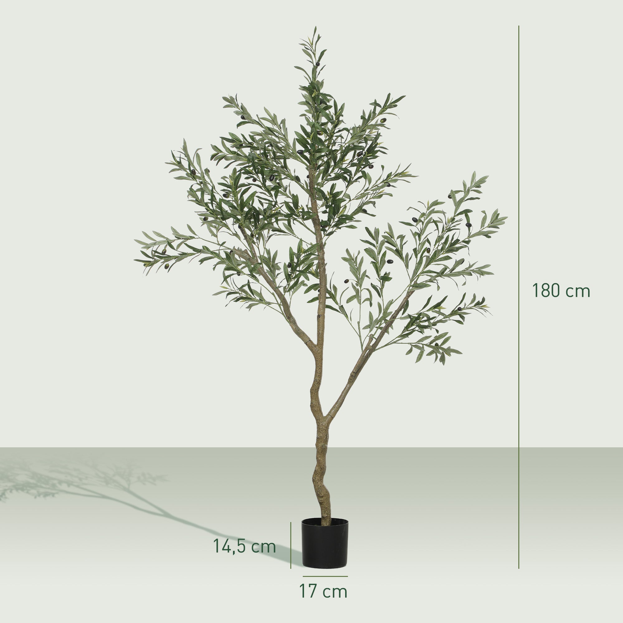 Large Artificial Olive Tree 180 cm Artificial Plant Artificial Plants Olive Tree in Pot, Artificial Tree like real with artificial grass, artificial moss for living room office bedroom garden