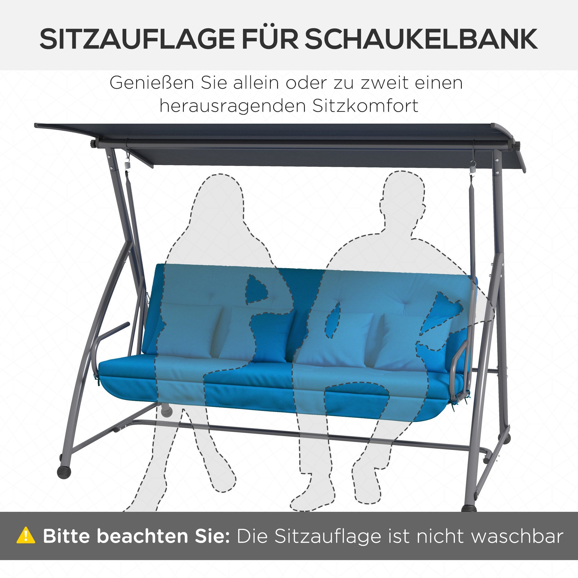 Cushion Set for Hollywood Swing 170 cm Seat Cushion Swing Cushion Garden Swing Garden Cushion Back Cushion Side Cushion Blue